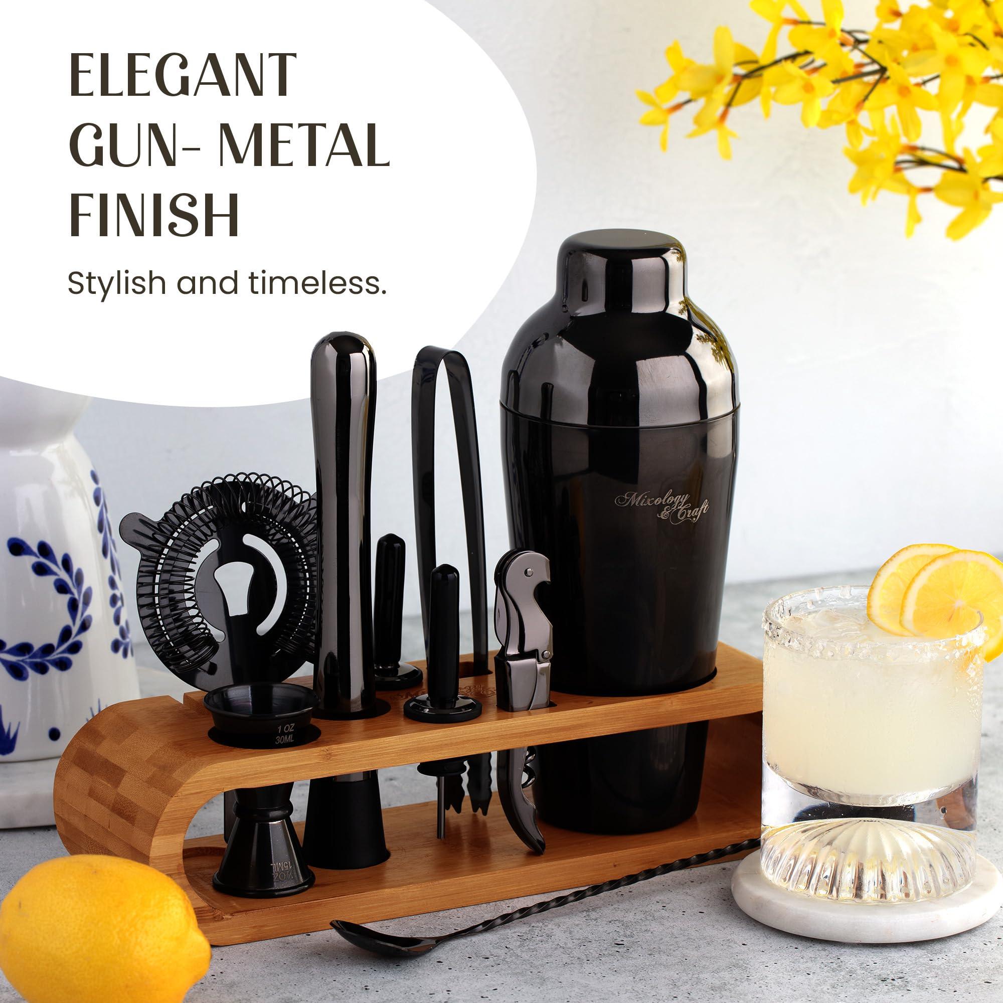 Mixology & Craft Mixology & Craft Bartender Kit: 10-Piece Bar Tool Set with Bamboo Stand | Perfect Home Bartending Kit and Martini Cocktail Shaker Set Great Drink Mixing Experience | Fun Housewarming Gift (Gun-Metal)