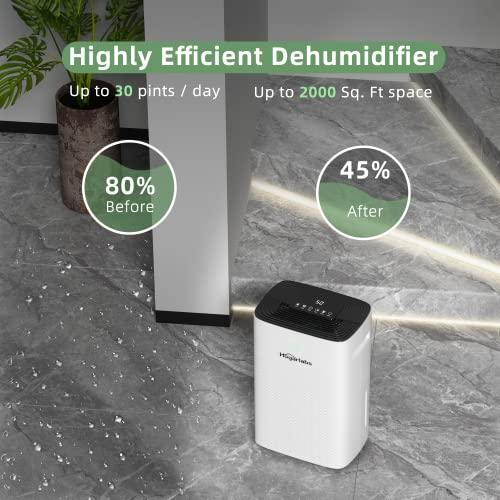 HOGARLABS HOGARLABS 34 Pint Dehumidifiers for Home Basements, with 3 Working Modes, Overflow Protection, and Auto Shut off Restart. Ultra Silent Dehumidifier with Drain Hose, Intelligent Humidity Control