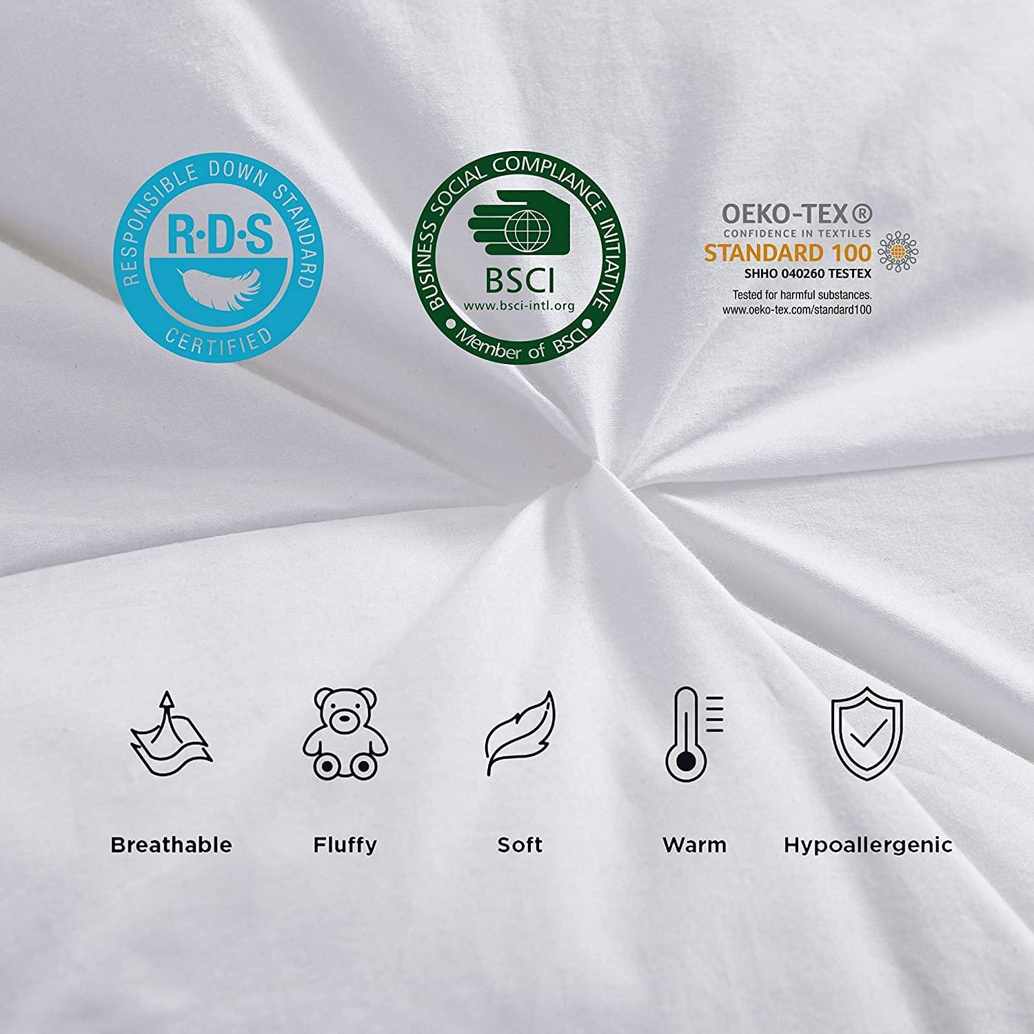 EGYPTIAN BEDDING 600 Thread Count Egyptian Cotton Siberian Goose Down Comforter, 750 Fill Power, (Queen, White - Pinch Pleat)