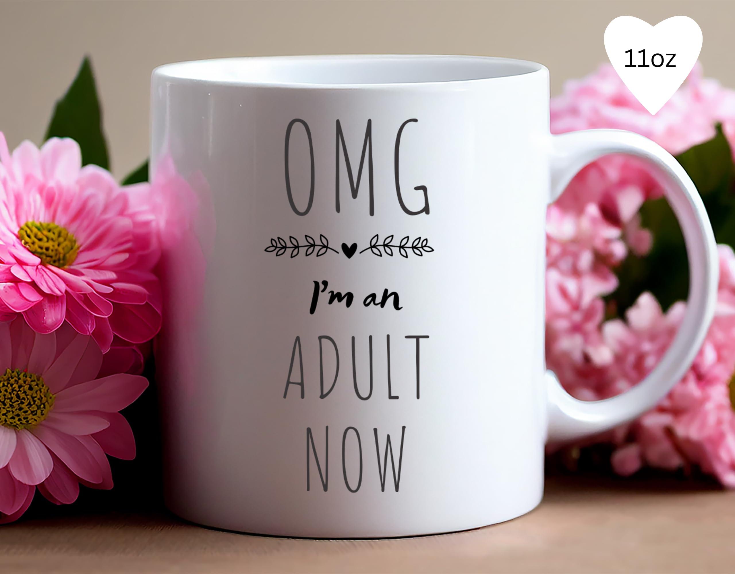 Generic Coffee Mug for 18th Birthday, OMG I\'m an Adult Now, Novelty Funny Mug, Gift for Son, Daughter, Grandchild, Hunour Present for Eighteenth
