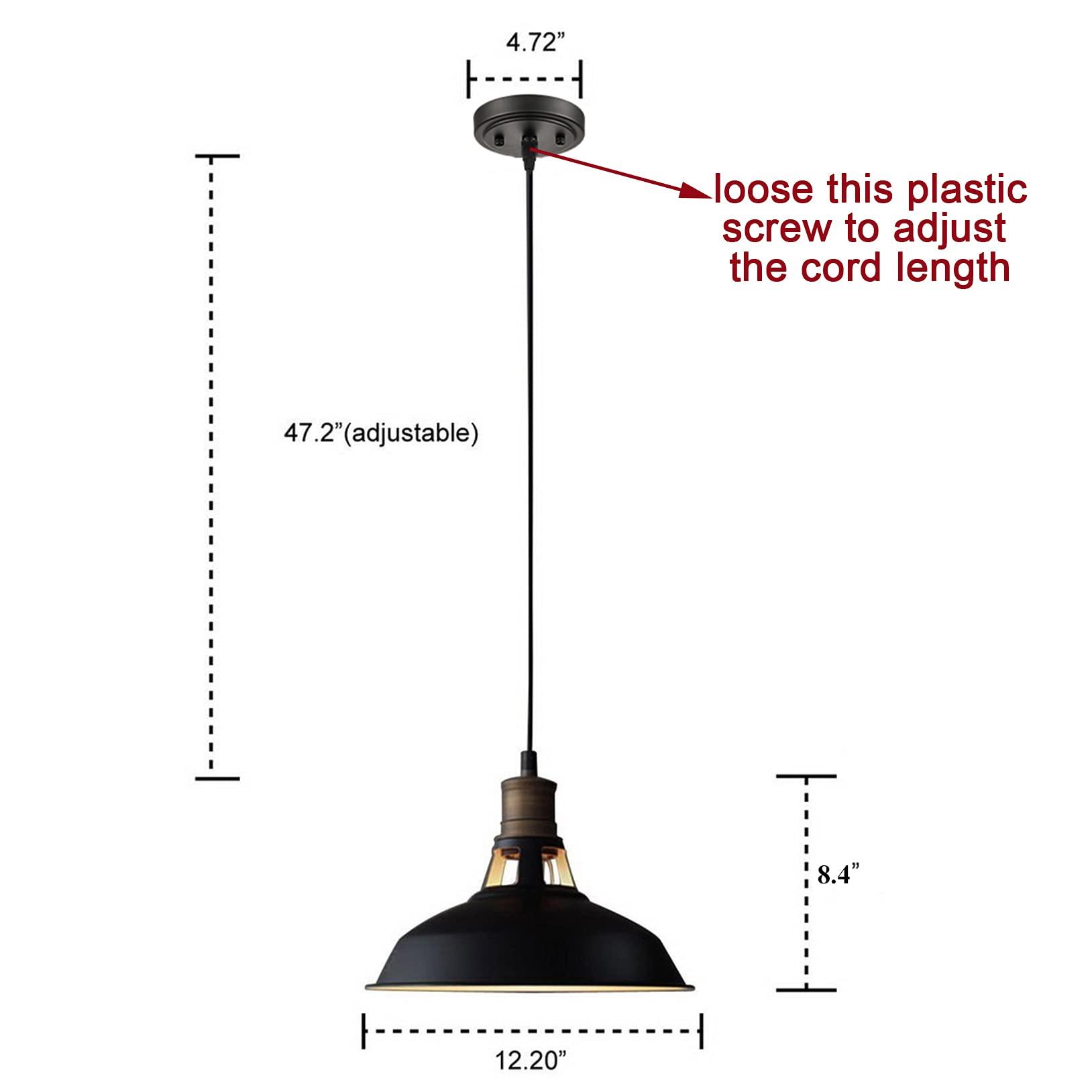 CLAXY CLAXY Ecopower Industrial Metal Barn Pendant Light 3 Pack Hanging Pendant Lighting for Kitchen Bar Restaurant Cafe