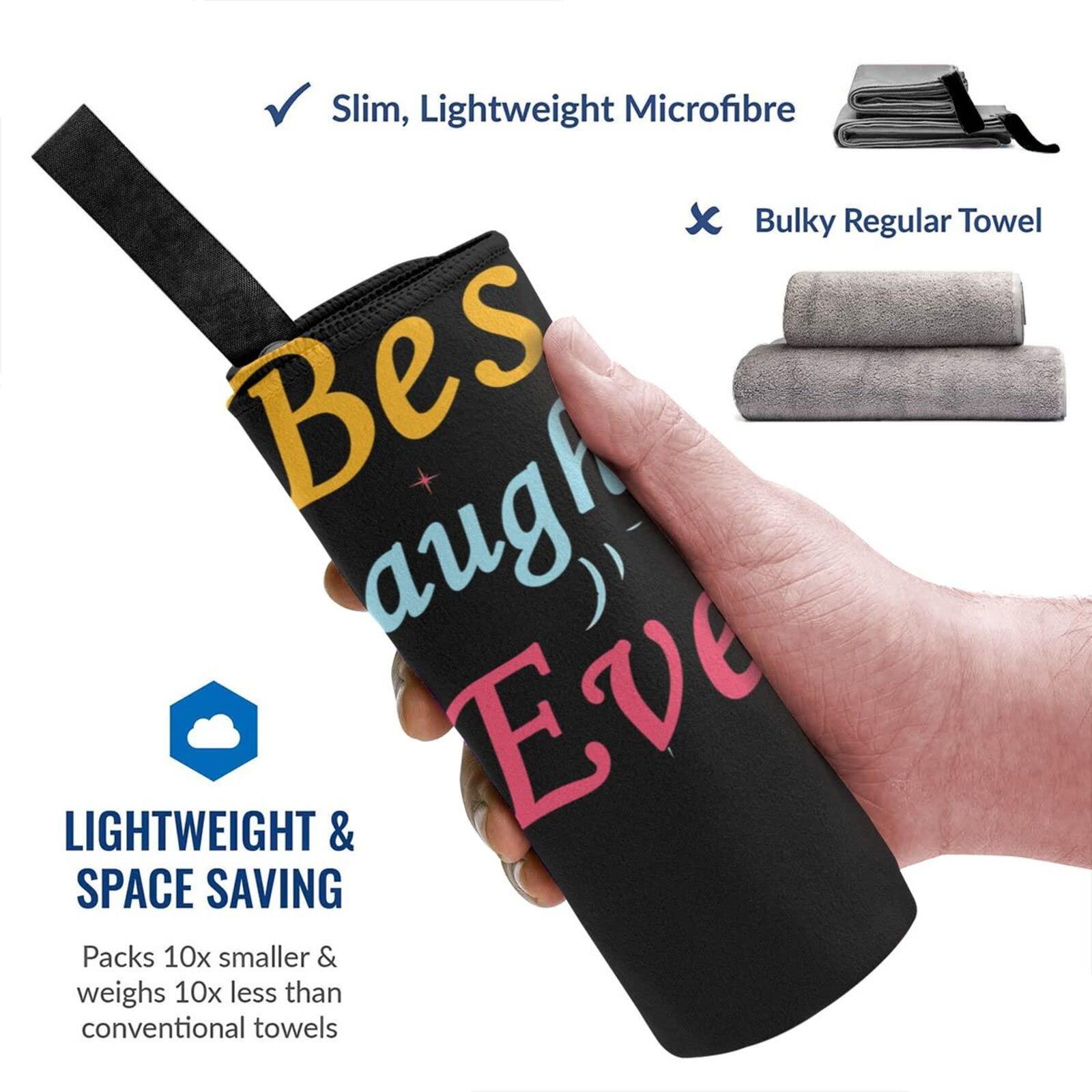 DARLEKS DARLEKS Best Daughter Ever Beach Towel Oversized, Microfiber Beach Towel with Pocket Sand Free Beach Blanket Lightweight Thin Towels 31.5\"X63\"