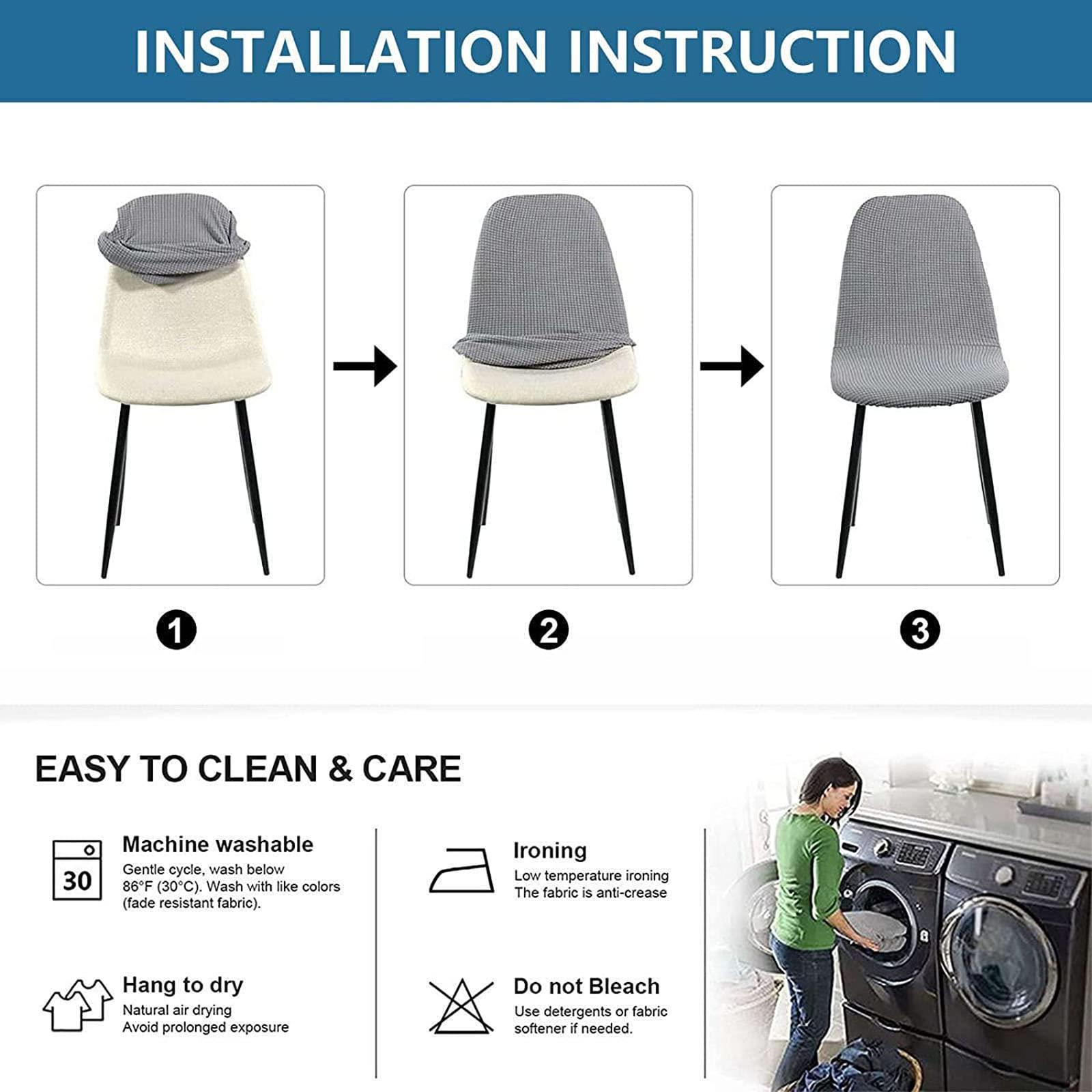 LOVEHOUGE Velvet Shell Chair Cover, Mid Century Modern Style Dining Chair Slipcover, Lounge Armless Chair Protector, for Home Kitchen Living Room Side Chairs,H,4pack