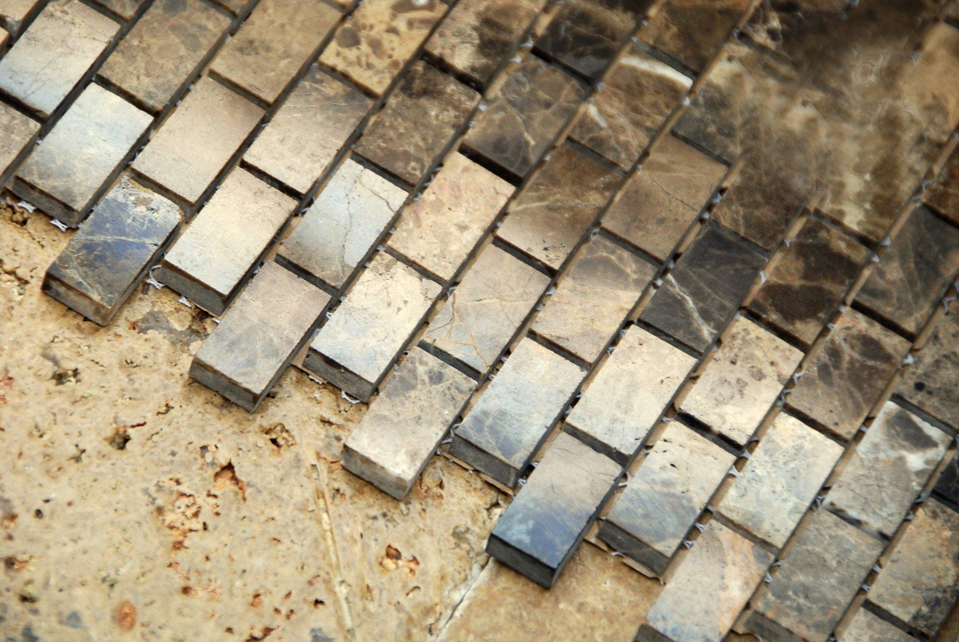 ORACLE Dark Emperador 5/8 X 1 1/4 Polished Marble Baby Brick Mosaic Tile