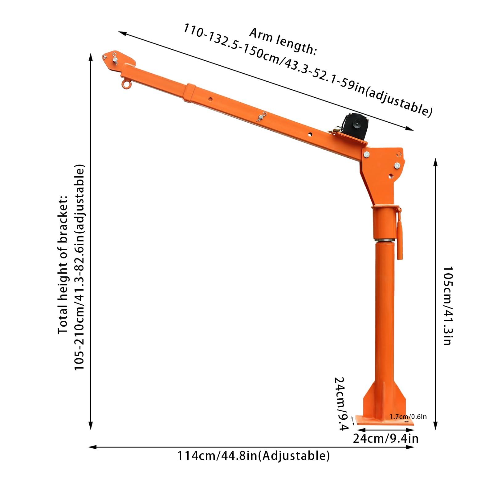 BILPIKOGoo 1100 LB Truck-Mounted Crane, with Electric Winch 12V, Painted Q235 Steel Pickup Truck Jib Cranes 360 Rotate Base for Engines Hoist, Shop Crane