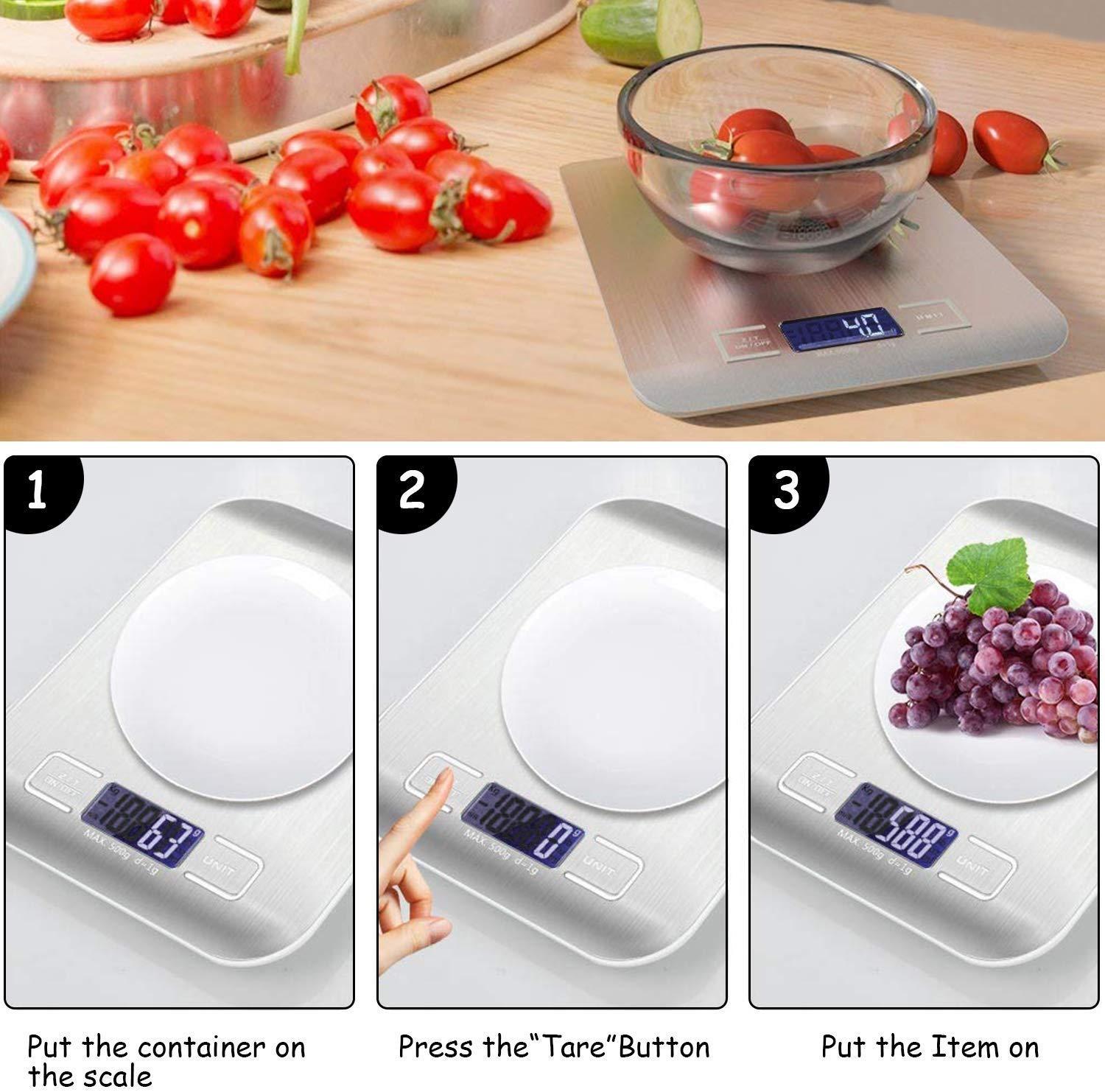 CAKDBYVJ CAKDBYVJ 10KG/1G Electronic Kitchen Scale Digital Weight Scale with LCD Display Food Baking Scale, Battery Power
