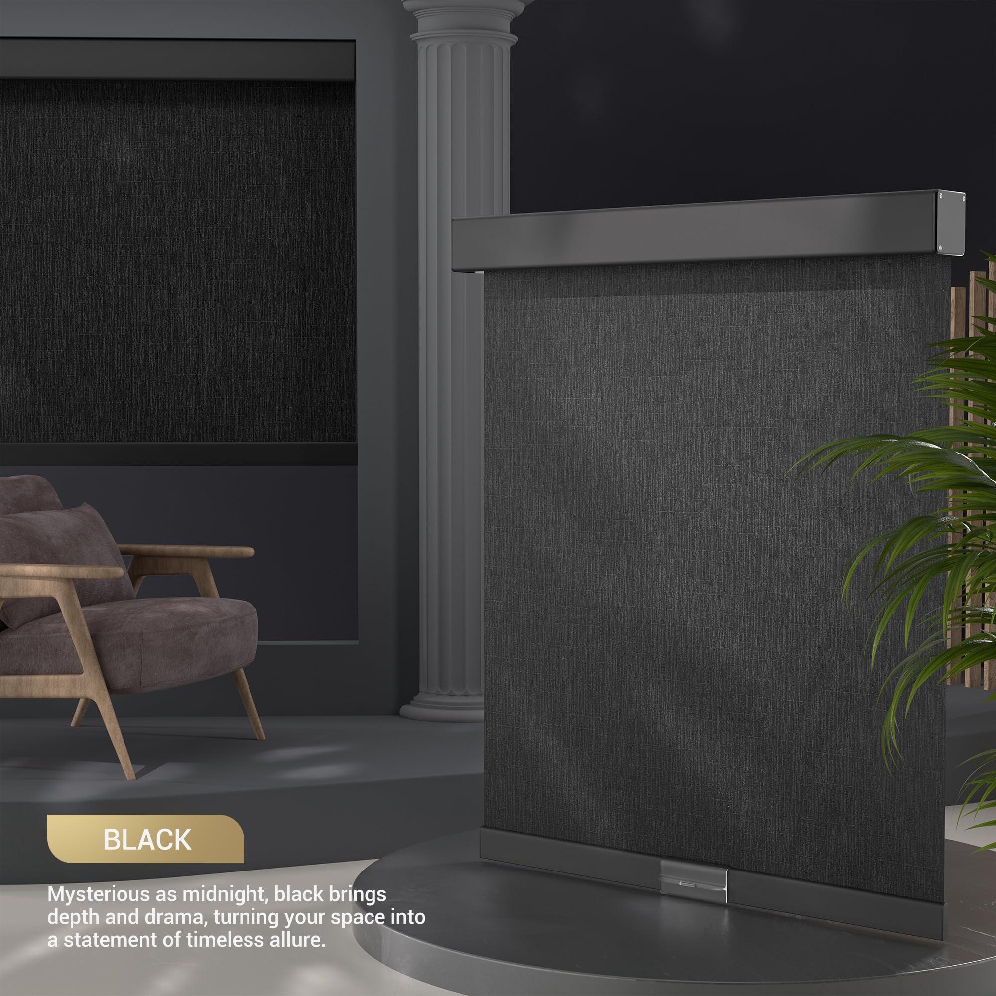 HOTSOON HOTSOON 100% Blackout Roller Blinds for Windows Cordless Roller Shades with UV Protection Jacquard Fabric, Room Darkening Thermal Insulated for Home, Easy to Install, Black, 41" W x 56" H