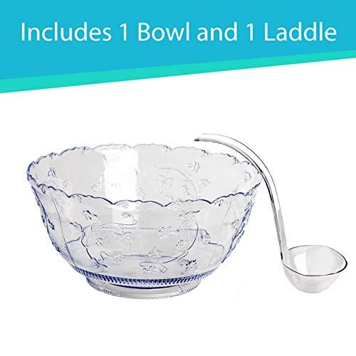 Upper Midland Products Premium Quality Plastic Punch Bowl With Ladle - Large 2 Gallon Bowl With 5 oz Ladle by Upper Midland Products