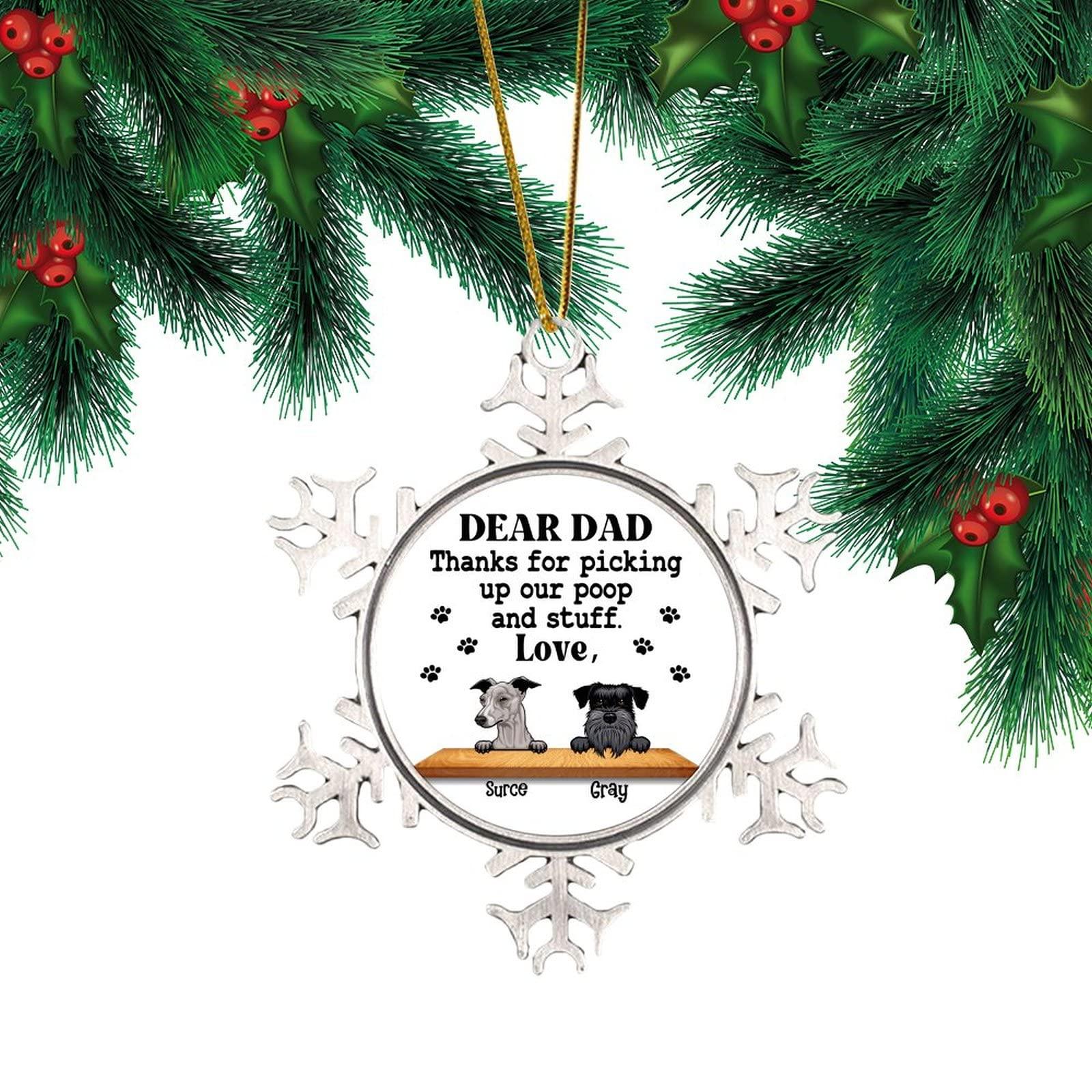 Autravelco Personalized Best Dog Photo and Name Frame Silver Christmas Ornament Pet Owner Gift Snowflake Ornaments Christmas Tree Decorations Funny Pet Lover Gift Personalized Pendant for Kids Children