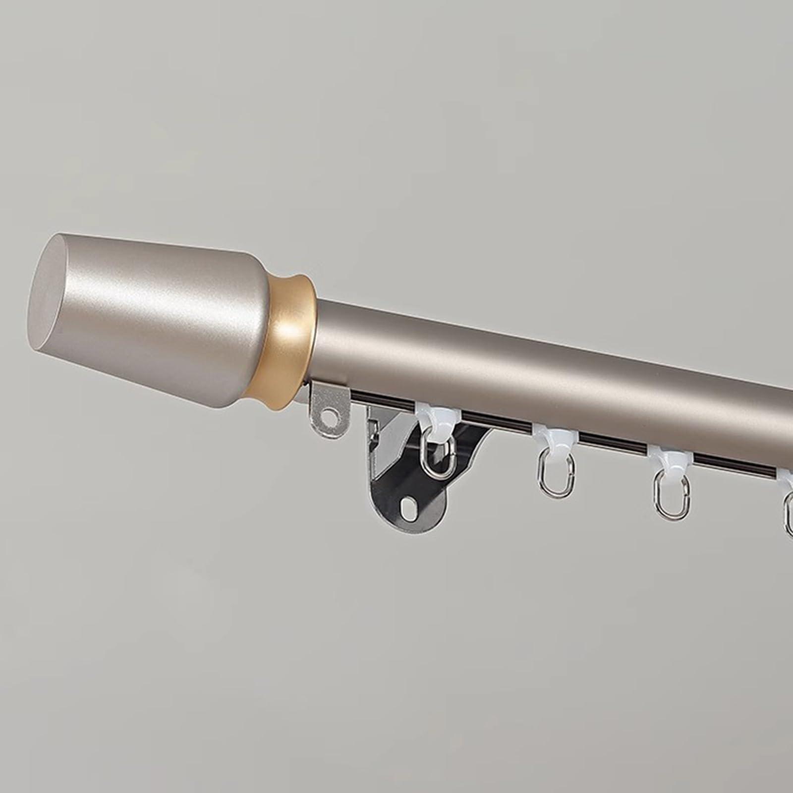 WDJBPSH 5ft 6ft 7ft 8ft 9ft 10ft 11ft 12ft Long Straight Rail Curtain Rod for Room Divider, White Champagne Grey Sliding Curtain Track for Patio/Bay Window/Camper/Bedroom/Gazebo/Office, Wall Mount (Color