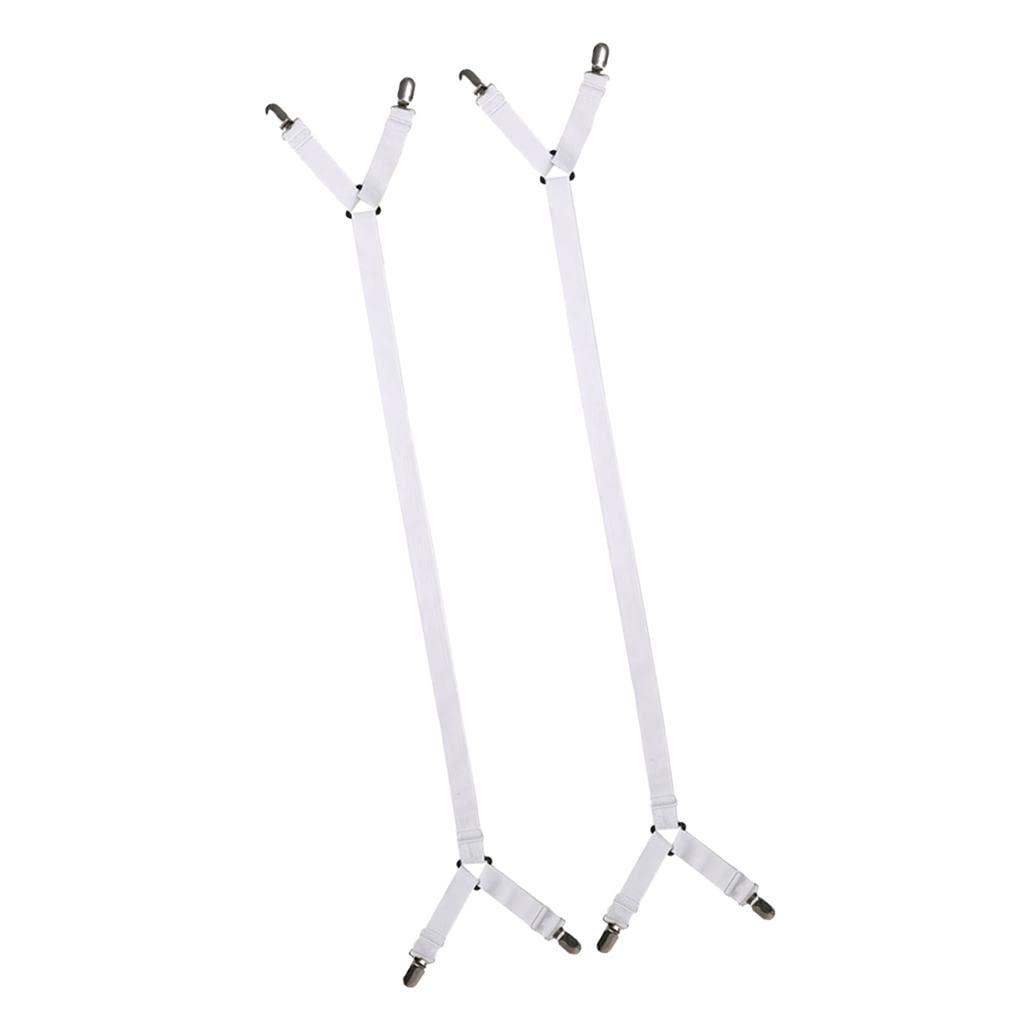 Luzhengyang Luzhengyang Set of 2 Elastic Bed Sheet Fasteners Straps Grippers - Keep Your Sheets Firmly in Place - Adjustable Clips for Fitted Flat Sheets - for All Bed Sizes - 2.3m - White