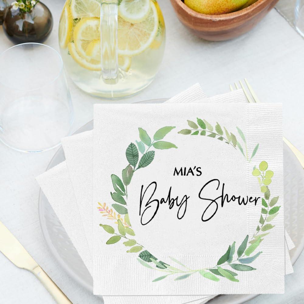 Evamall Personalized Baby Shower Napkins, Personalized Baby Name Cocktail Napkin, Customized Baby Shower Party, Baby Shower Decor, New Baby Party Tableware, Baby Girl Napkins For Shower