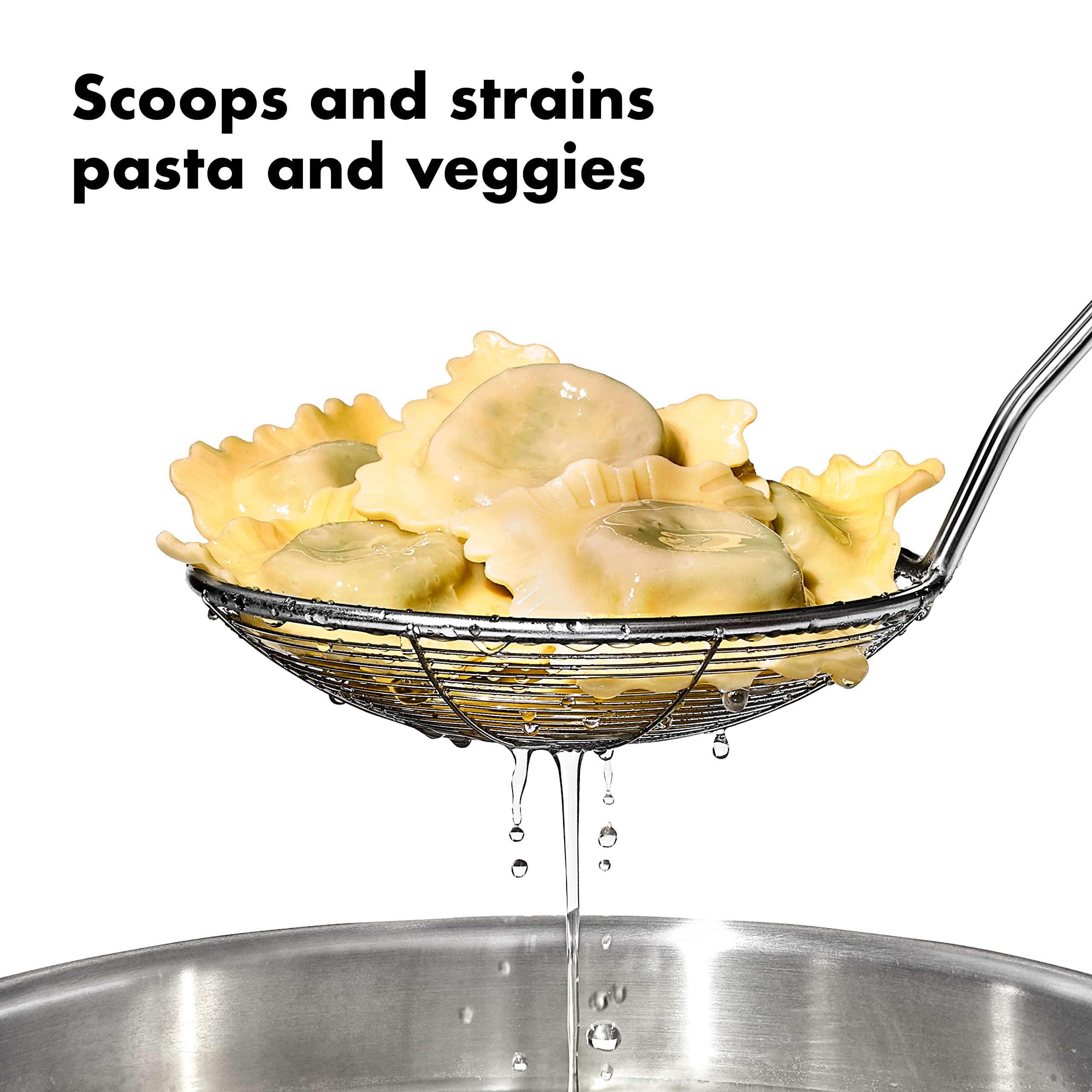 OXO OXO Good Grips 3-Piece Strainer Set (Black) and OXO Good Grips Stainless Steel Spider Scoop & Strain Skimmer (Black)