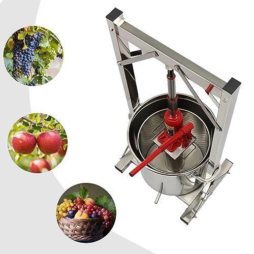 Gagalayong Gagalayong 22L Fruit Wine Press, Stainless Steel Cider Press with Hydraulic for Cider, Grape Wine Making Supplies and Equipment (Red) (red)