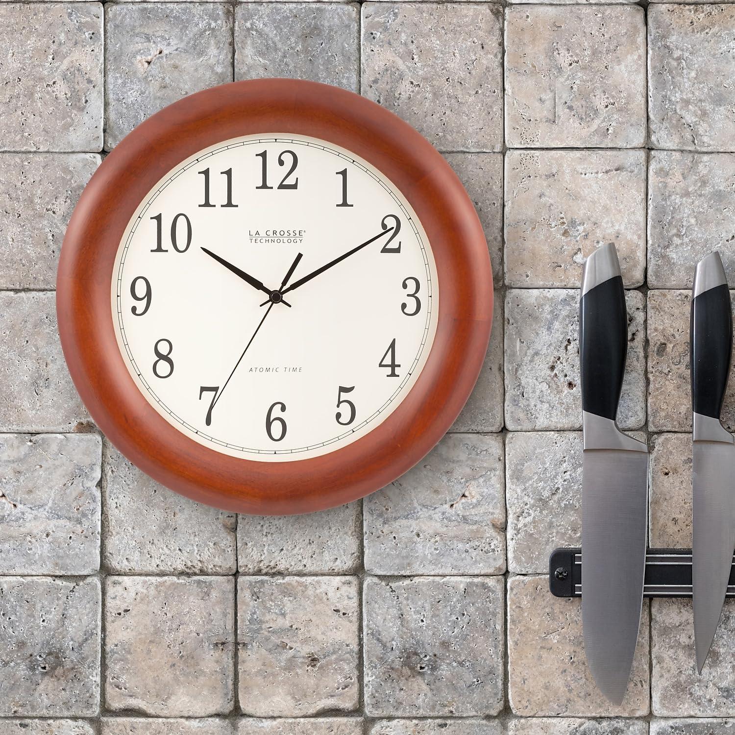 La Crosse Technology La Crosse Technology 12.5 Inch Cherry Wood Atomic Analog Clock (WT-3122A-INT)