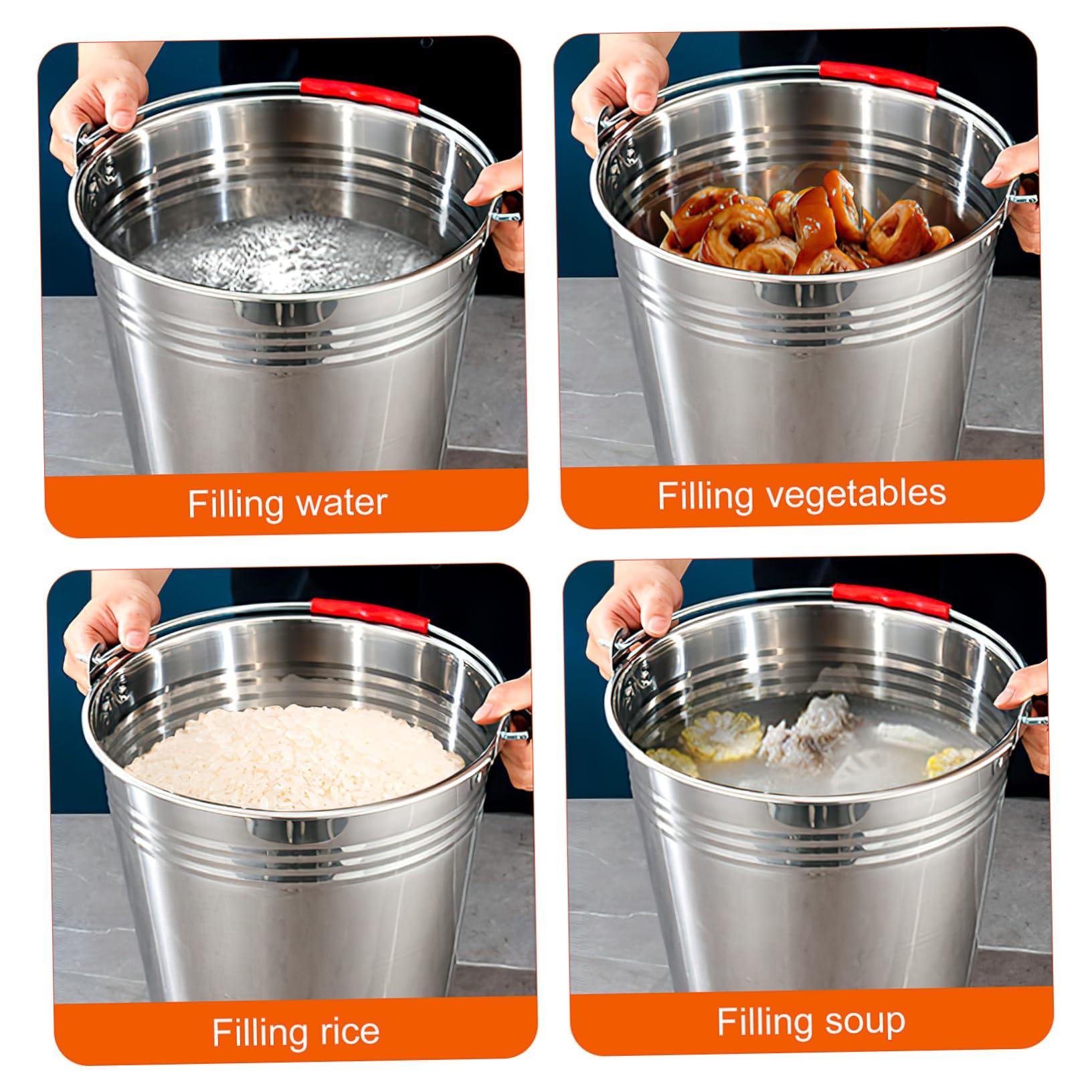 Cabilock Cabilock Ash Bucket with Lid Stainless Steel Fire Pit Ash Pail Large Capacity Outdoor Coal Bucket for BBQ