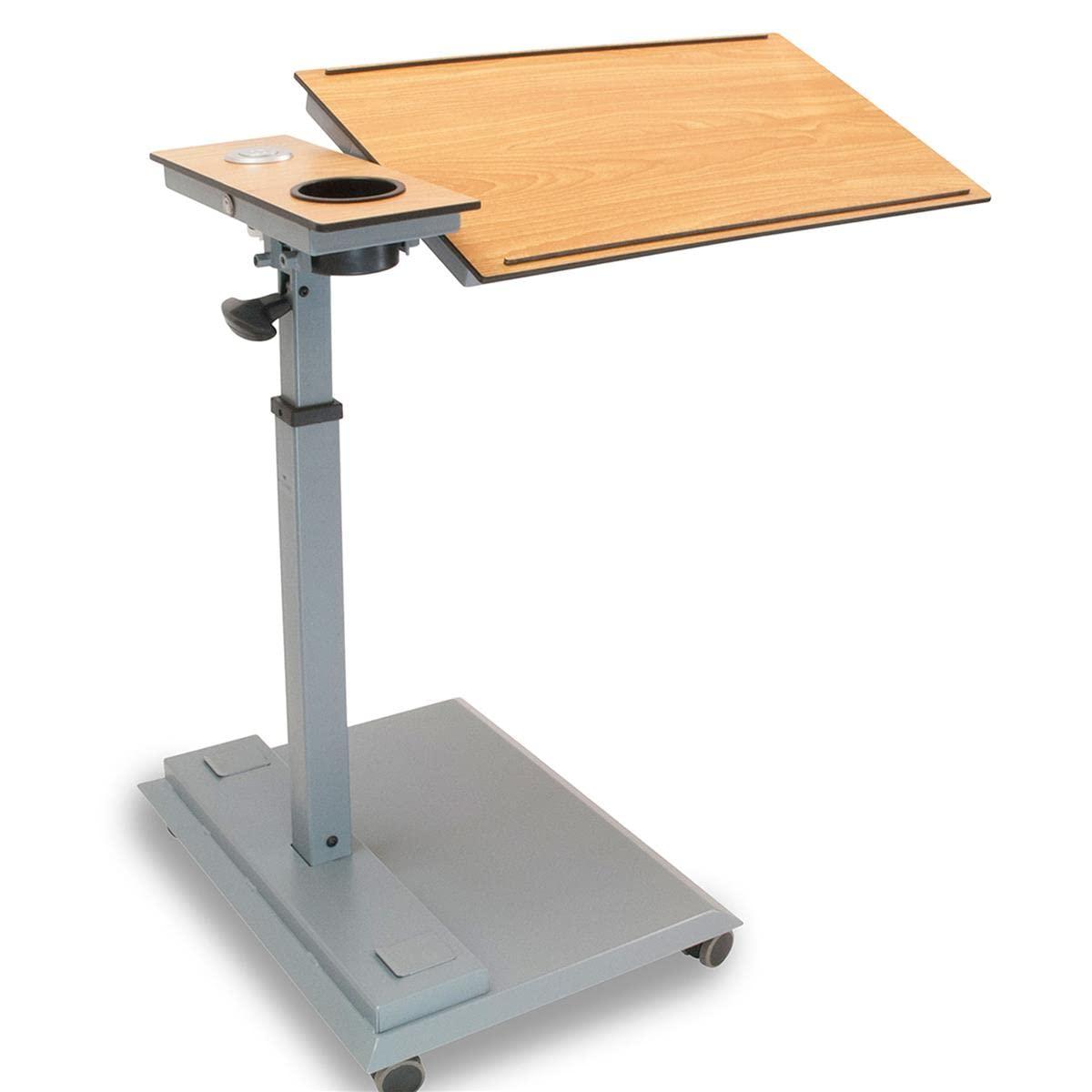 WiseLift WiseLift Table  360 Swivel  Up to 45 Tilt  Height Adjustable  Built-in Cup Holder and 3 USB Charging Ports (Wood)