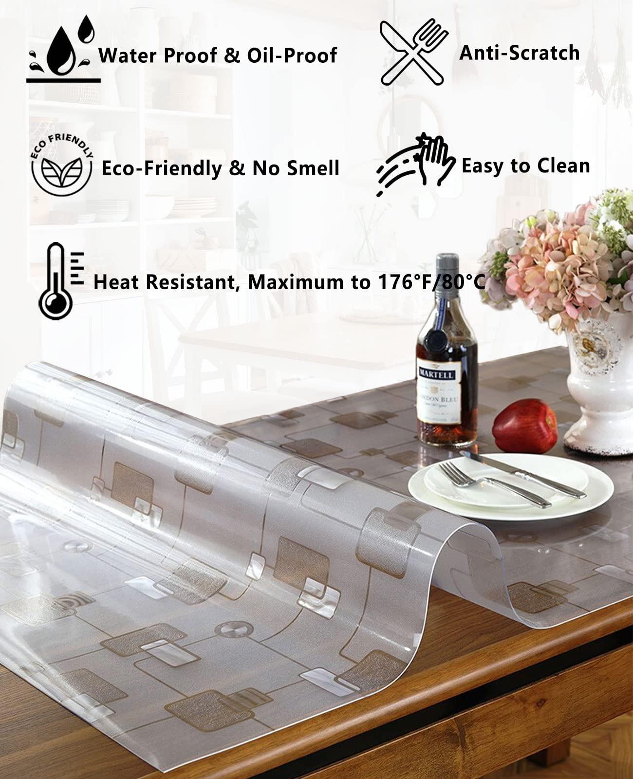 HQYG 1.5mm Thick Clear Table Protector, 108 x 24 Inch, Heavy Duty Table Top Cover Mat