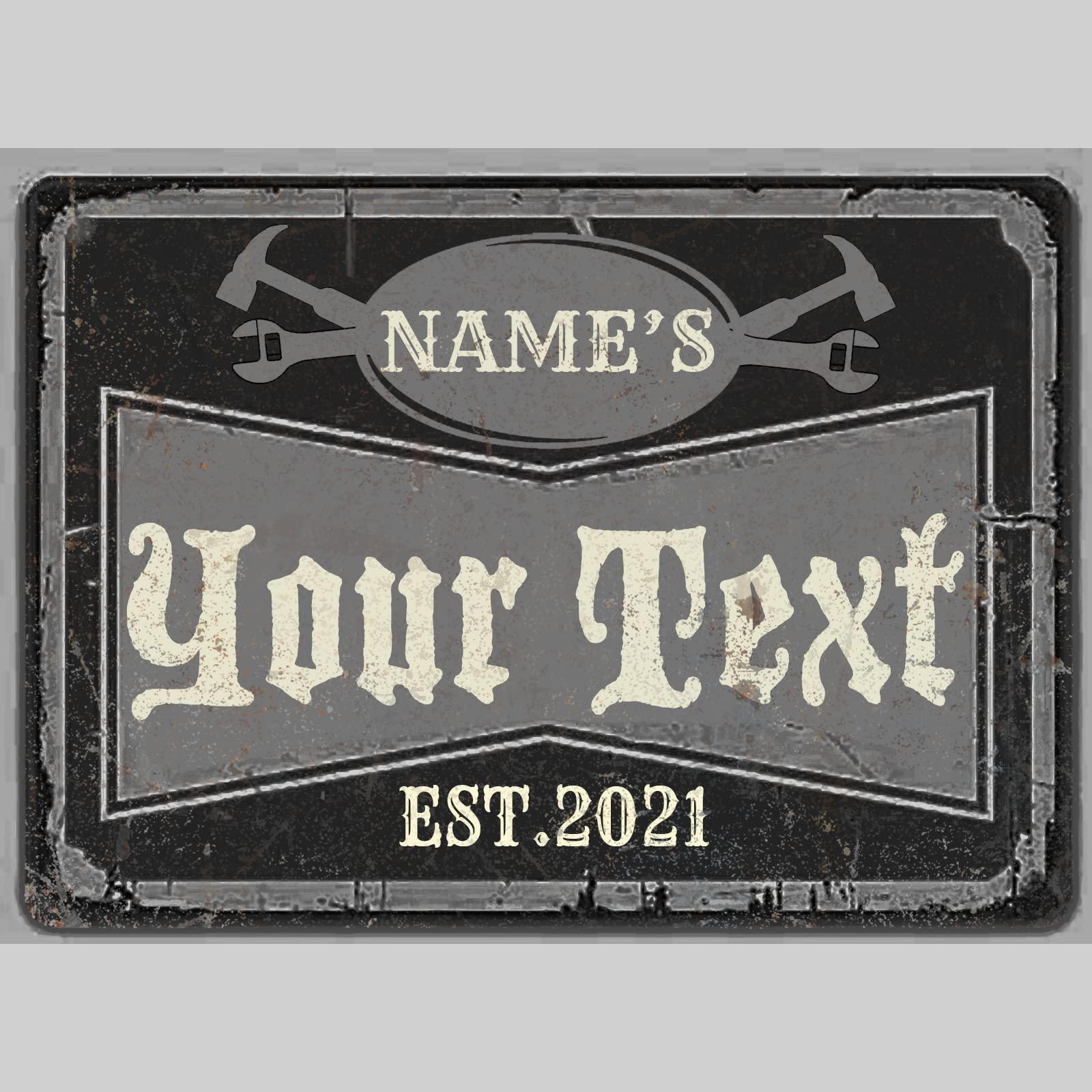 HomeLoft Basics Custom Metal Signs Personalized Retro Wall Art with Your Text for Business Shop Bar Backyard Decor Plate Creative Gifts