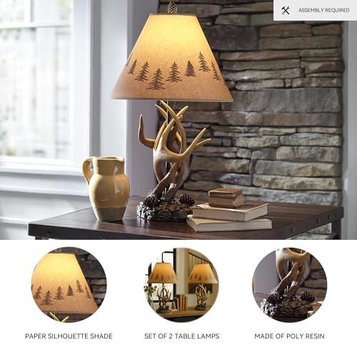 Signature Design by Ashley Signature Design by Ashley Derek Rustic Cabin Antler Lamp Set, 2 Count, Brown