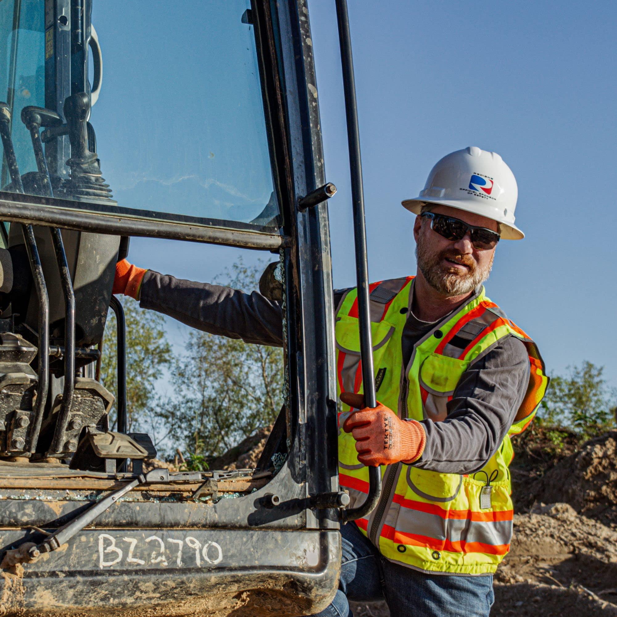 Radians Radians SV55 Class 2 Heavy Woven Two Tone Engineer Vest with Padded Neck to Support Extra Weight in Cargo Pockets, Green, X-Large