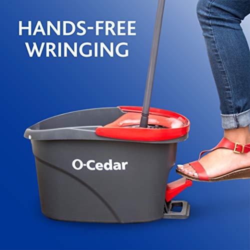 O-Cedar O-Cedar Easywring Microfiber Spin Mop & Bucket Floor Cleaning System with 1 Extra Refill,Red / Gray