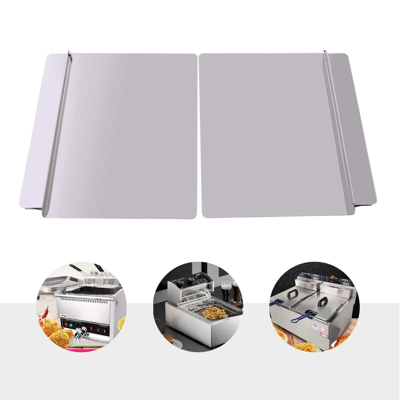 QUEMARQUE 2 Pcs Stainless Steel oil Splatter Guard, Grease Splatter Screen, Commercial Deep Fryer Splash Guard 20-1/2\" W X 18\" H Universal Anti Splatter Sheet Oil Guard
