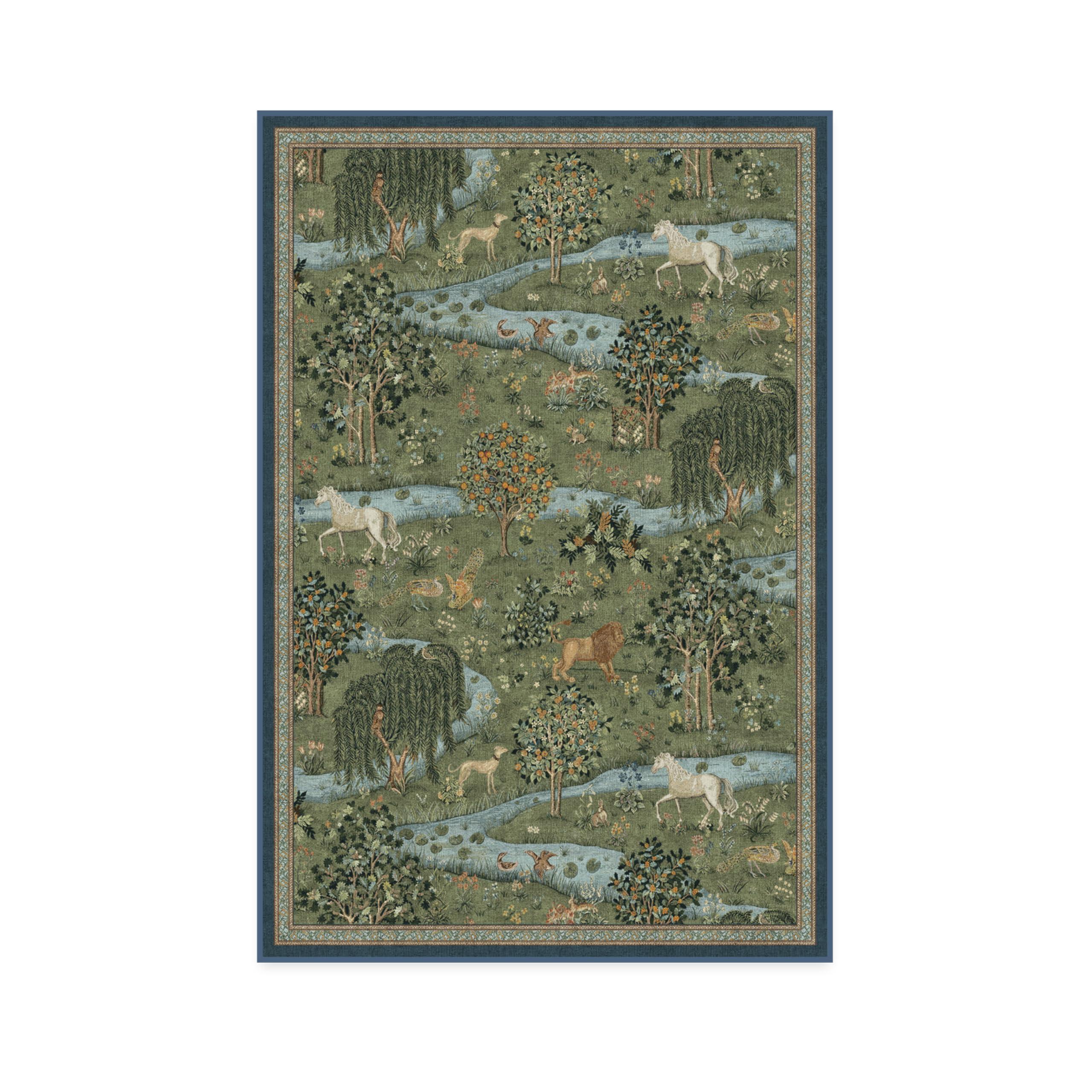 RUGGABLE RUGGABLE x Morris & Co Washable 4x6 Area Rug, Owl & Willow Green, Premium Rugs for Living Room, Bedroom, Kitchen, Office, Classroom with Gripper Non Slip Pad
