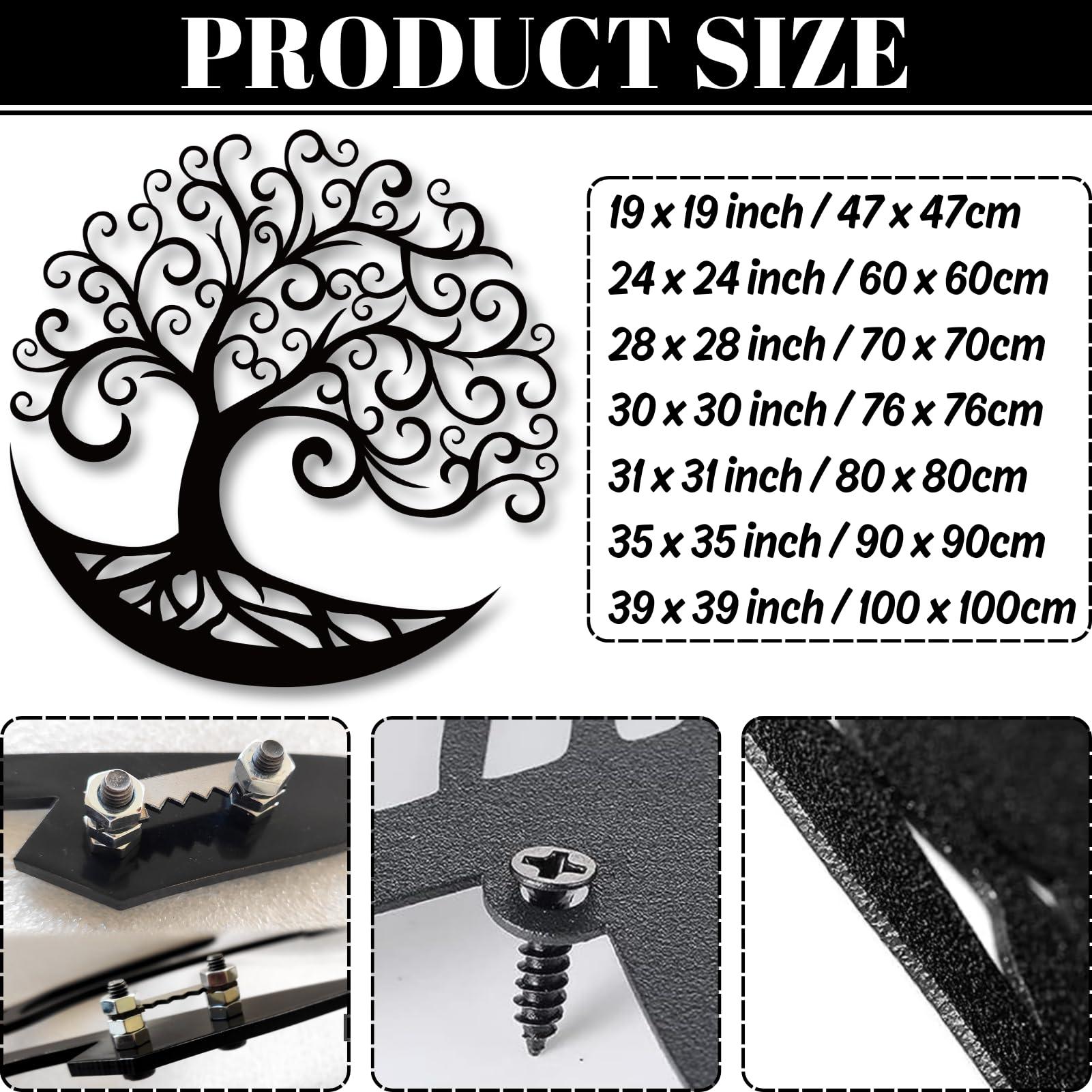 lunwall lunwall Tree Of Life Wall Art,Tree Of Life Wall Decor,Tree Of Life Metal Wall Art,Large Metal Wall Art for Living Room,Bedroom,Circle Of Life Metal Tree Wall Art (24x24 inches/60x60 cm, Style 3)