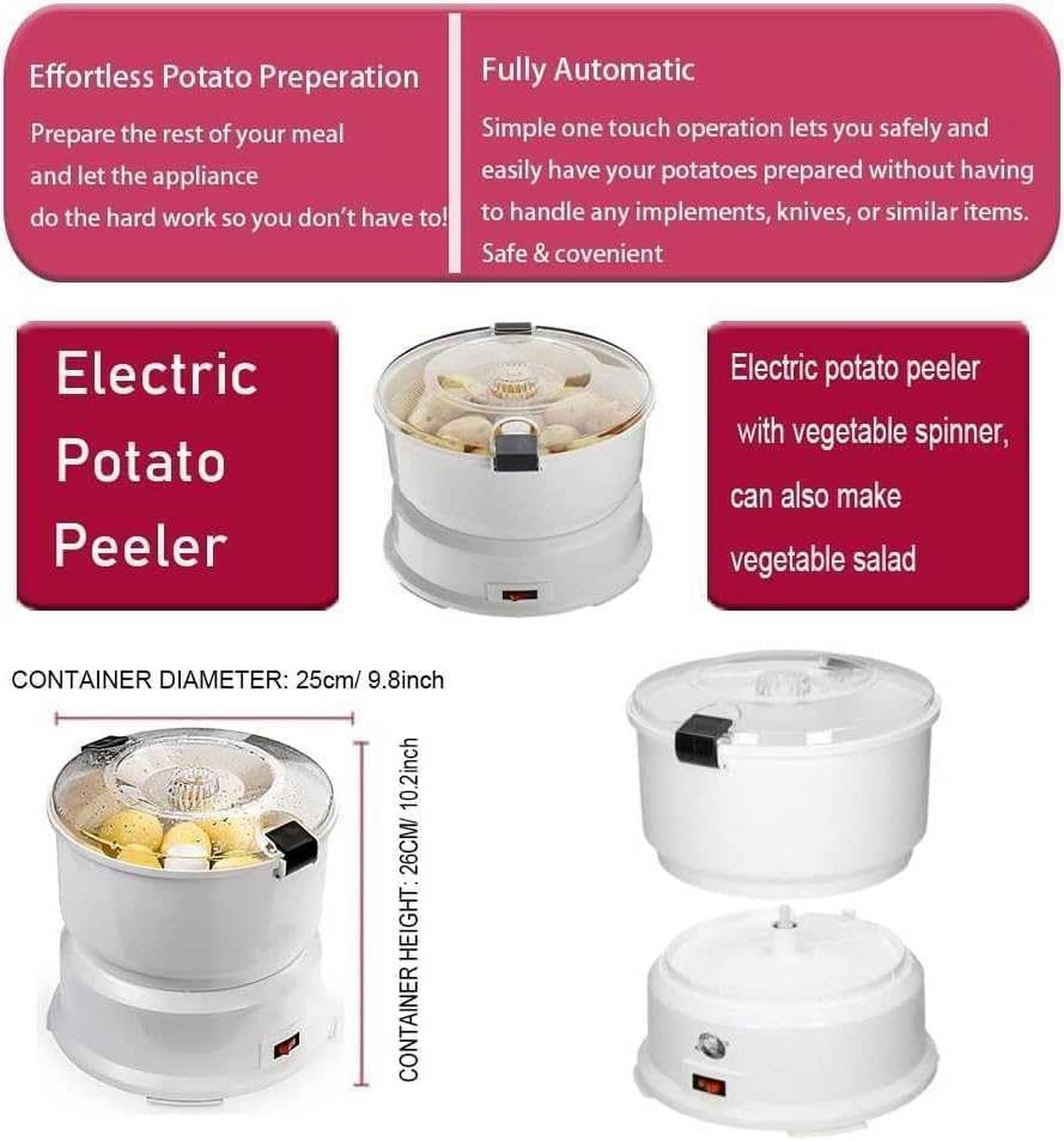 PIKETU Potato Peeler,Potato Peeling Machine,Fully Automatic Salad Rotator,One-Touch Start,Load-Bearing 1KG Potato Electric Peeling Machine,Peeling Tool for Kitchen,Home and Commercial