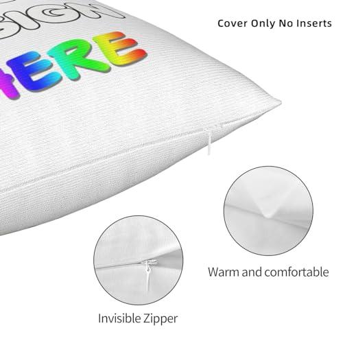 PVJIEMS PVJIEMS Personalized Pillowcase with Photo Text Name, Two-Sides Printed Throw Pillow Cover for Birthday Christmas Anniversary, Couple Dad Mom Son Daughter Family Love Gifts,White,22x22