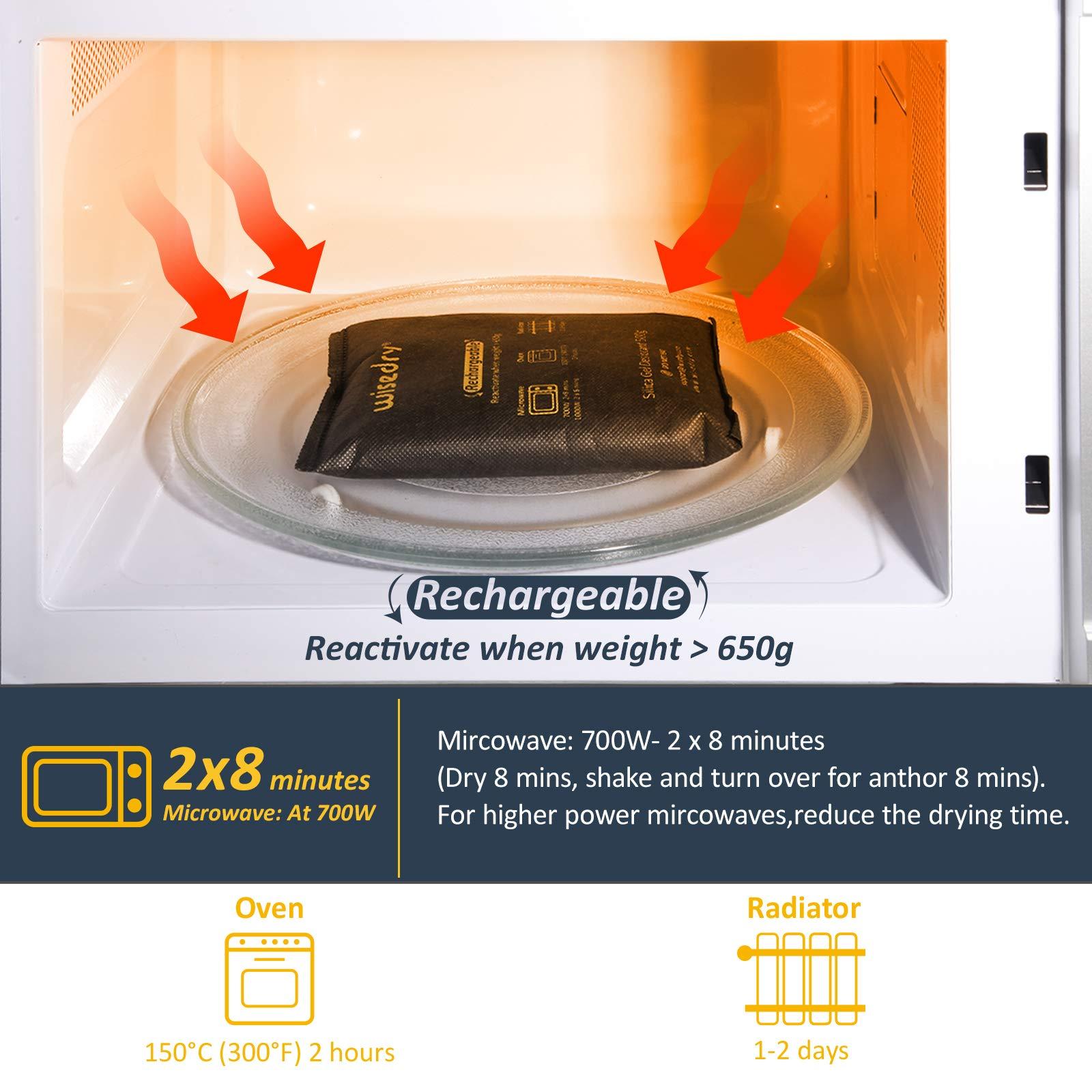 wisedry wisedry 4 x 500 Grams [4.4 lbs] Rechargeable Silica Gel Car Dehumidifier, Microwave Fast Reactivated Desiccant Packets Large for Gun Safe Closet Basement Garage Storage Moisture Absorber Bag Reusable