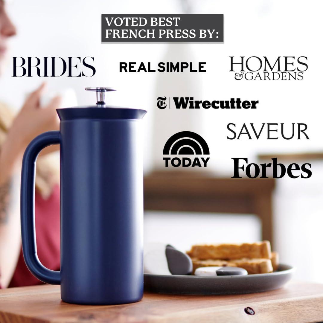 ESPRO ESPRO P7 French Press Coffee Maker - Double-Walled Stainless Steel Insulated with Micro-Filter, 32 Ounces, Brushed Stainless Steel