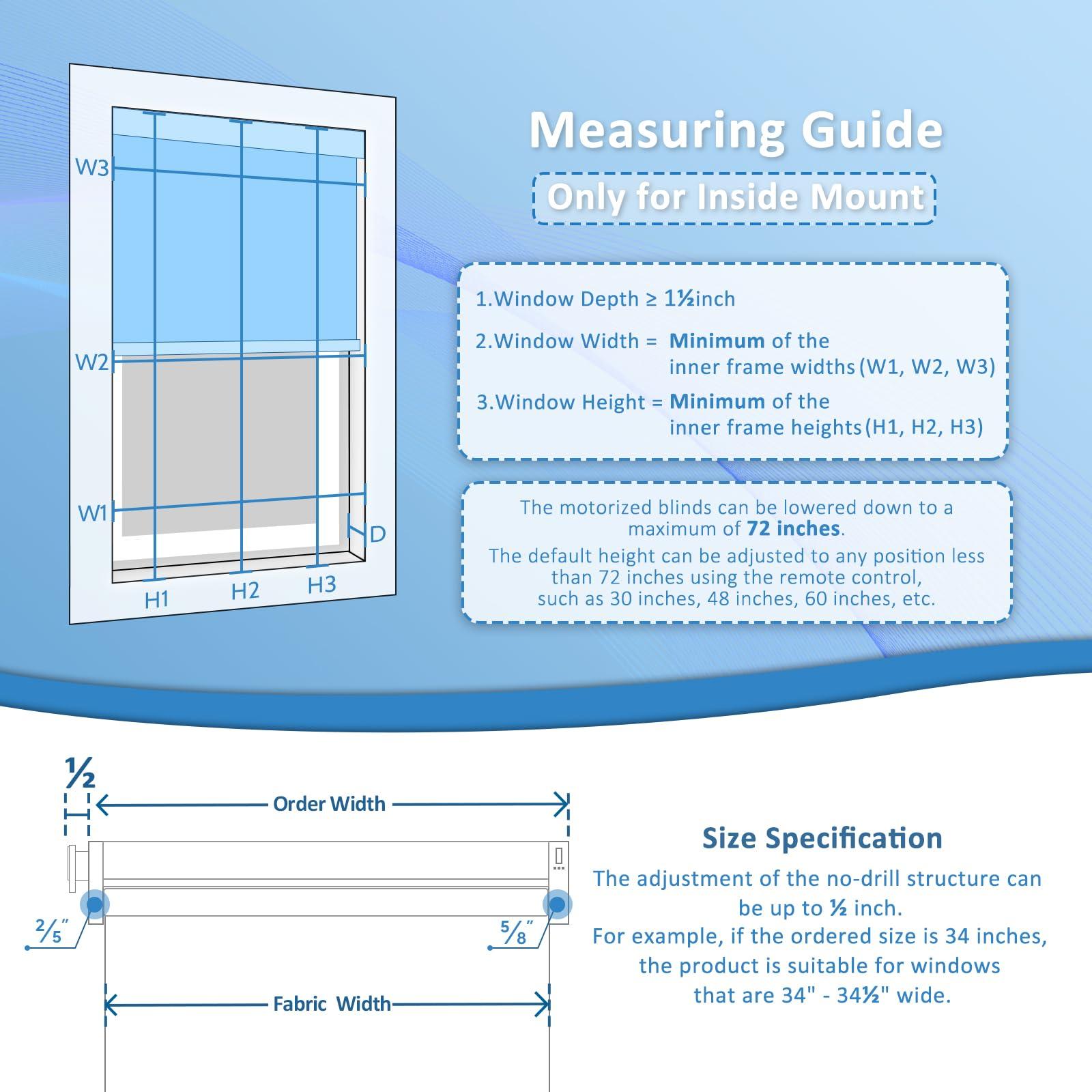 MANSNIX MANSNIX Smart Motorized Blinds with Remote, Cordless No-Drill Automatic Roller Shades, Blackout Electric Blind for Windows, Grey, 24 x 72