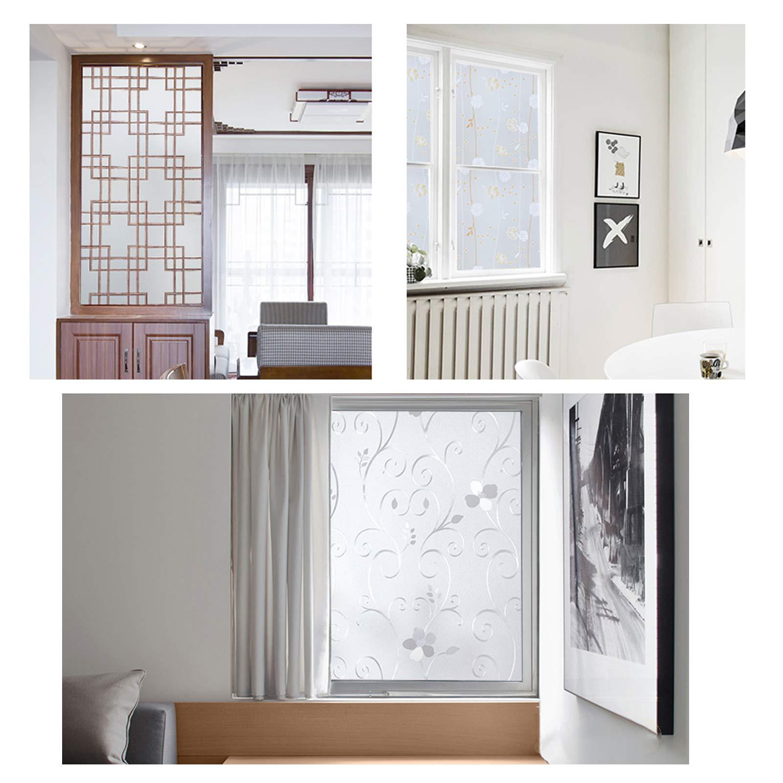 wangk wangk Frosted Privacy Window Film Self Adhesive Glass Frosting Film Static Cling Opaque Window Film for Home Bathroom Office (0.5 x 5m)-W-sea 0.5x3m