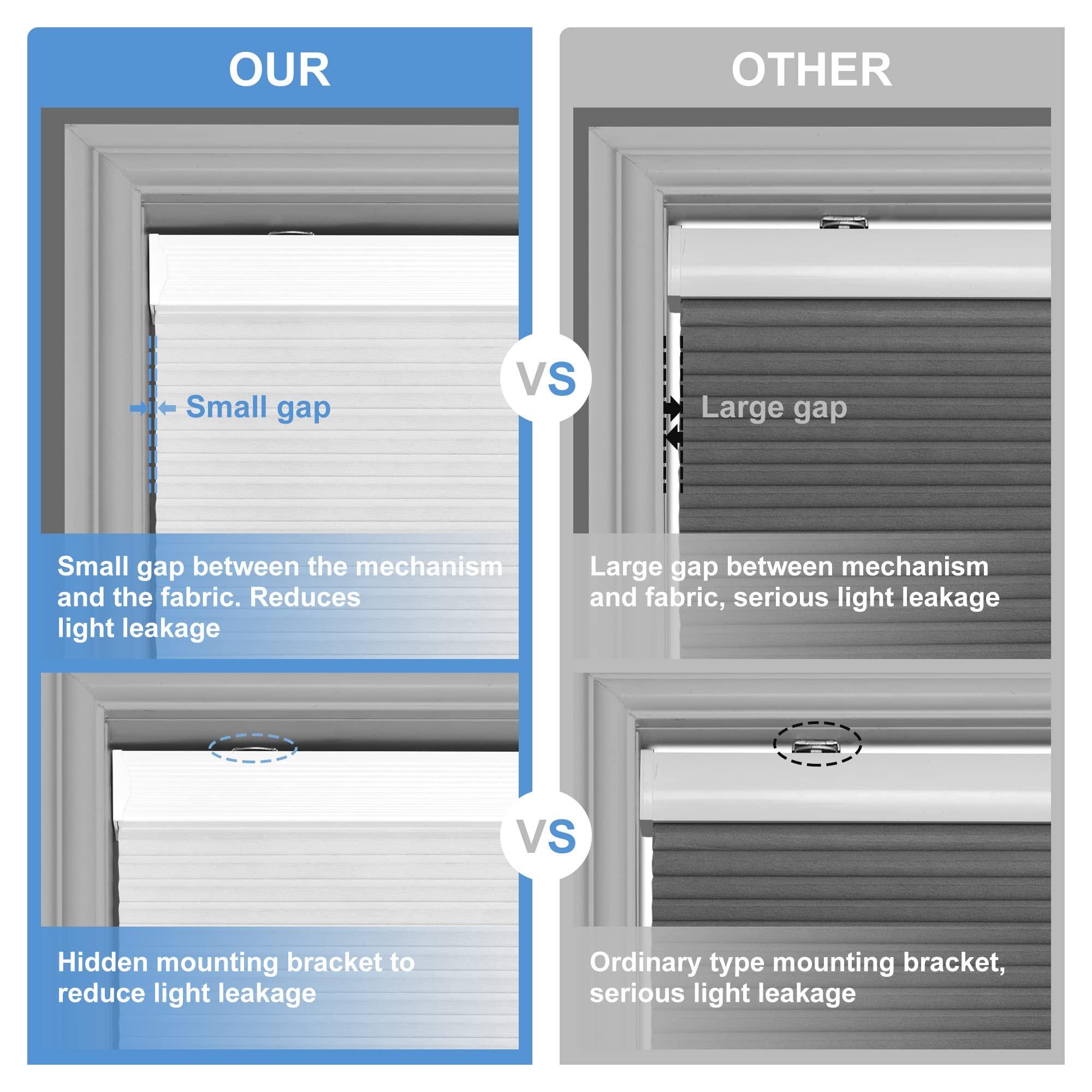 HOTSOON Blackout Cellular Shades Cordless Honeycomb Shades for Windows HOTSOON Pull Down Honeycomb Blinds sliding door Office Living room blinds of Bedroom.Black.44.5" W x 72" H