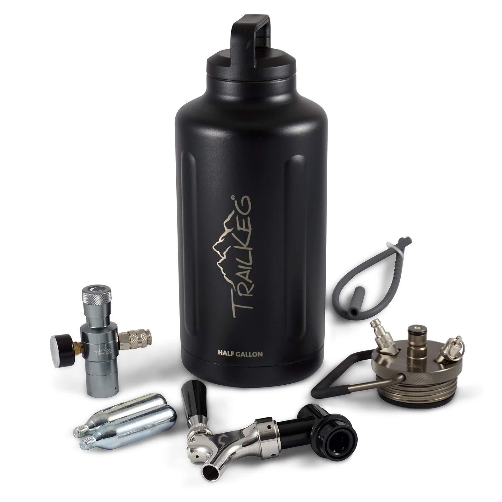 TrailKeg TrailKeg - Carbonated Growler for Beer - Half Gallon - 18/8 Stainless Steel - Vacuum Insulated Double Wall, Cold for 48 Hours - Craft Beverage Dispenser for Beer, Soda, Cocktails, and Kombucha