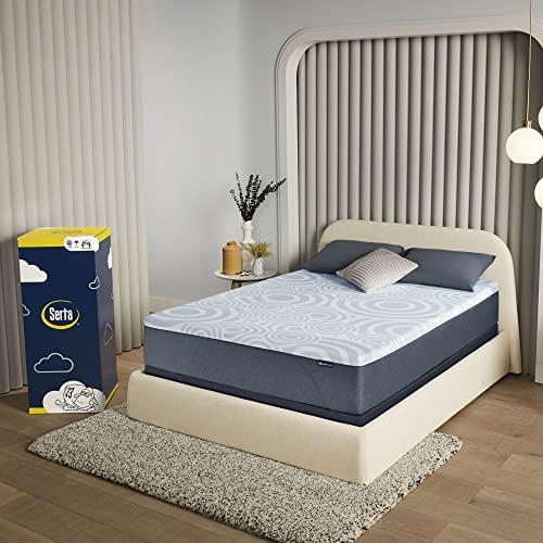 Serta Serta Perfect Sleeper 12 Inch King Gel Memory Foam Mattress, Medium, USA Built, 100-Night Trial, CertiPUR-US Certified - Splendid Slumber, White and Dark Blue