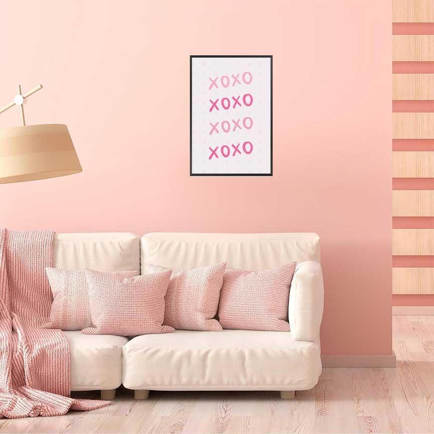 HomeLoft Basics Pink Xo Wall Art Preppy Grily Poster Minimalist Cute Girl Room Wall Decor Watercolor Aesthetic Xo Prints Painting For Home Bathroom Bedroom Living Room Apartment 12x16in Unframed