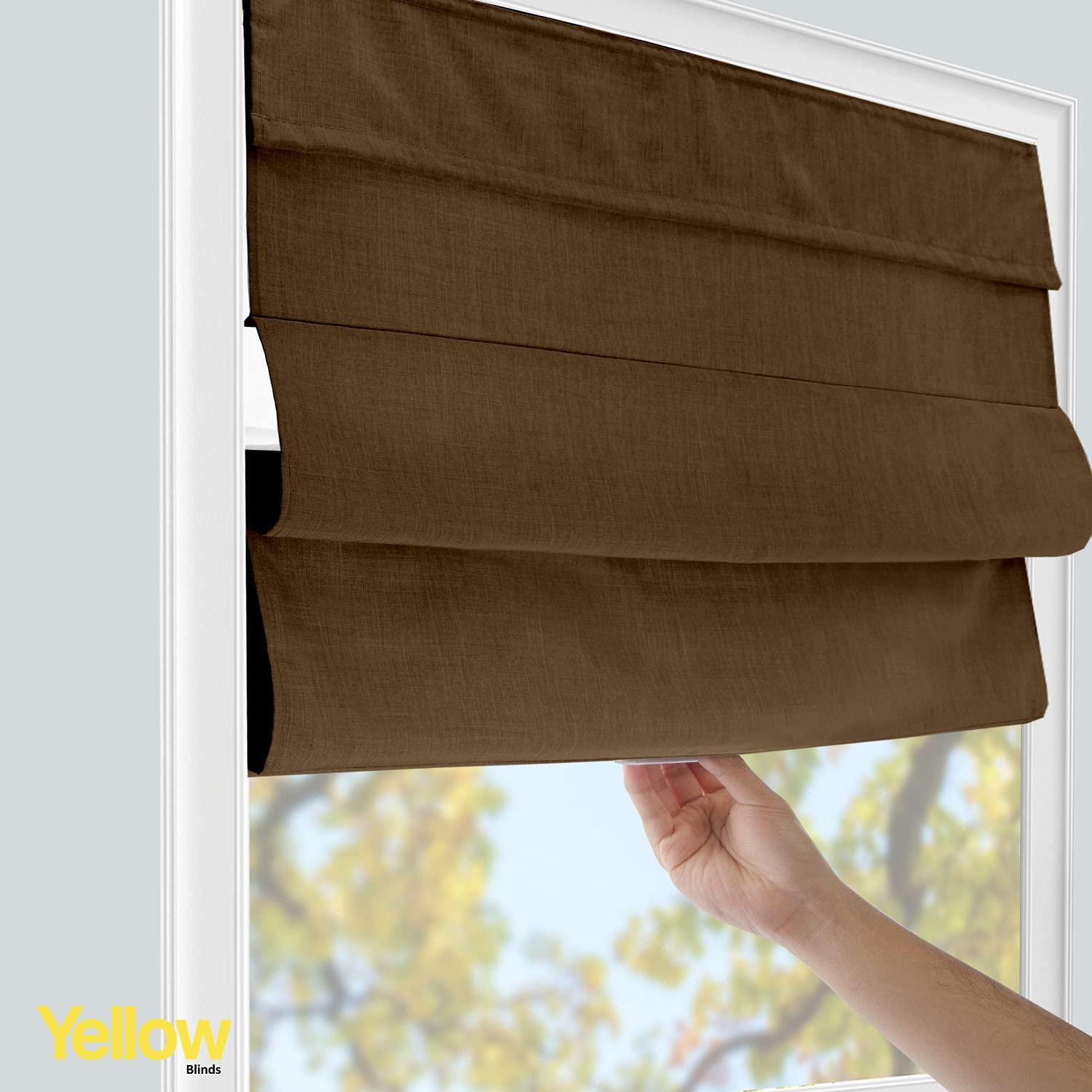 YELLOW BLINDS Room Darkening Roman Shades for Windows, Cordless Linen Fabric Window Blind Treatment, UV Blocking, Energy Efficient and Privacy Protection, 31 X 64, Burton Brown by YELLOW BLINDS
