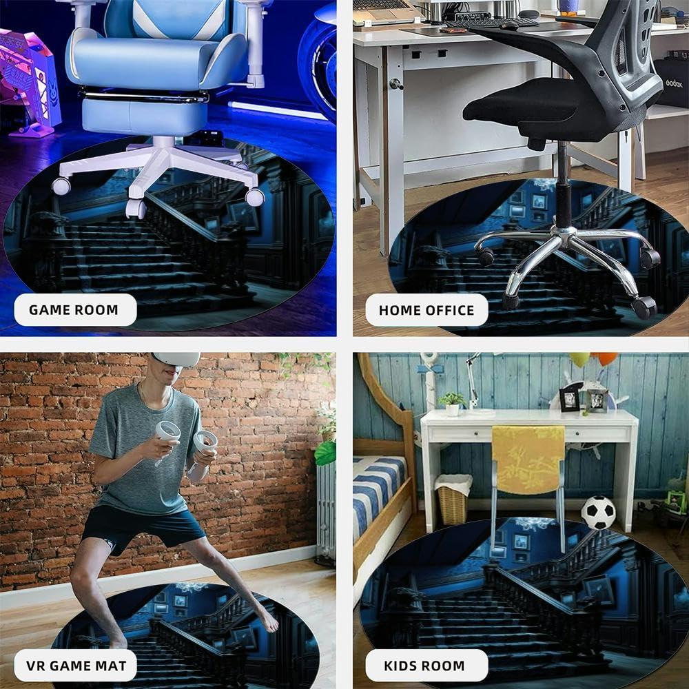 ZaCosy Computer Chair Mat for Hardwood Floor Gaming Rug Carpet Desk Office Chair Mat Floor Mat for Office Chair Gaming Room Stairs an Enchanted Mansion Blue Tones