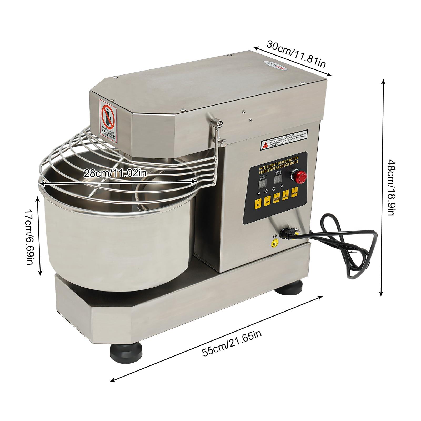 QUSKLISU Commercial Food Mixer, 2 Speeds Electric Intelligent Mixer 12Qt Pizza Dough Machine 750W Flour Mixer Kitchen Kneading Machine for Domestic Commercial