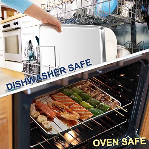 P&P CHEF Large Baking Sheet, P&P CHEF Stainless Steel Cookie Sheet Baking Pan Tray, Rectangle 16\'\'x12\'\'x1\'\', Healthy & Non Toxic, Mirror Finish & Dishwasher Safe