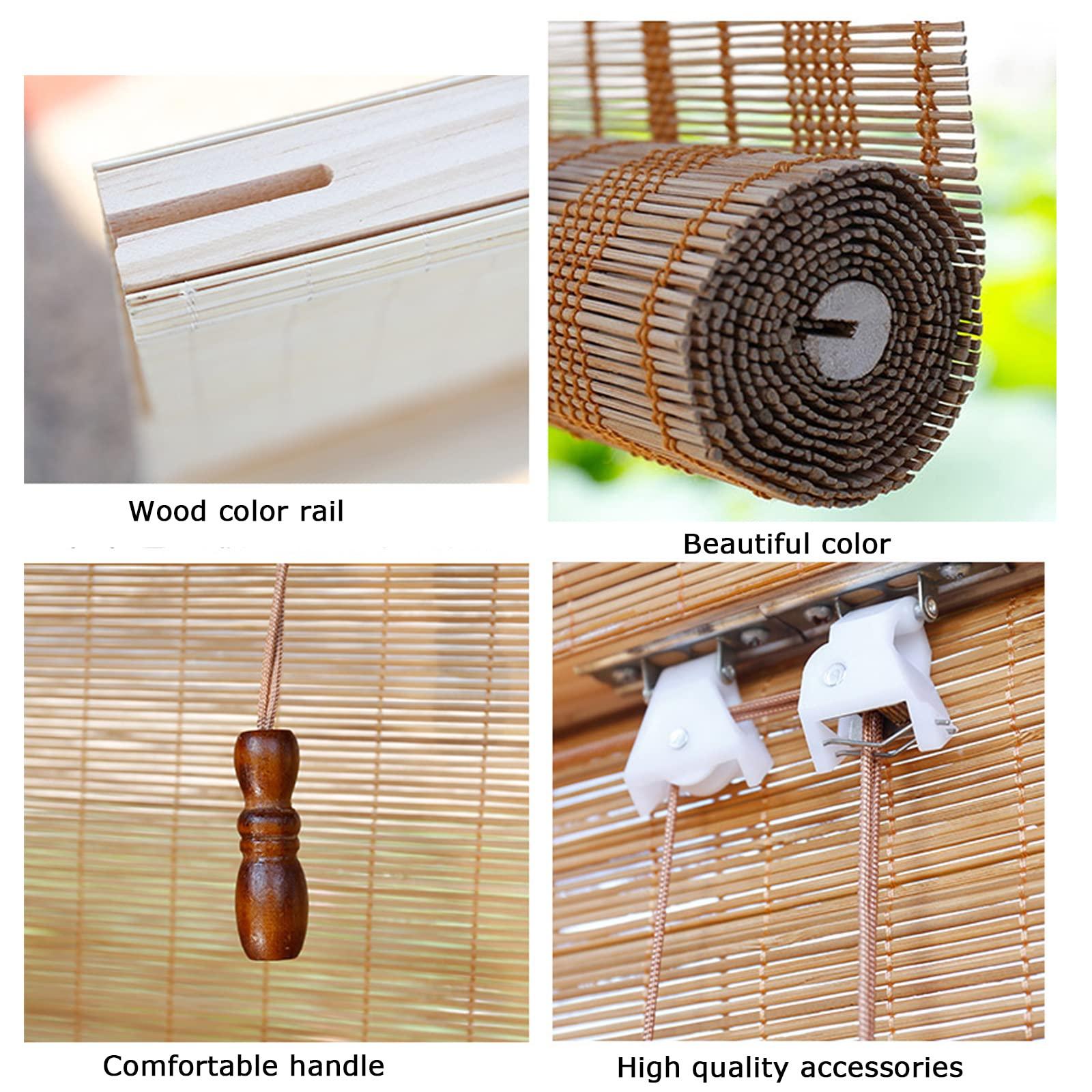 KUISOGAN KUISOGAN Natural Bamboo Roman Shade,Eco Friendly Bamboo Roller Blind,Side Pull Window Blinds,Sun Protection Bamboo Shades,Window Shade for Kitchen/Office/Garden Door,Customizable (W30 xH47)