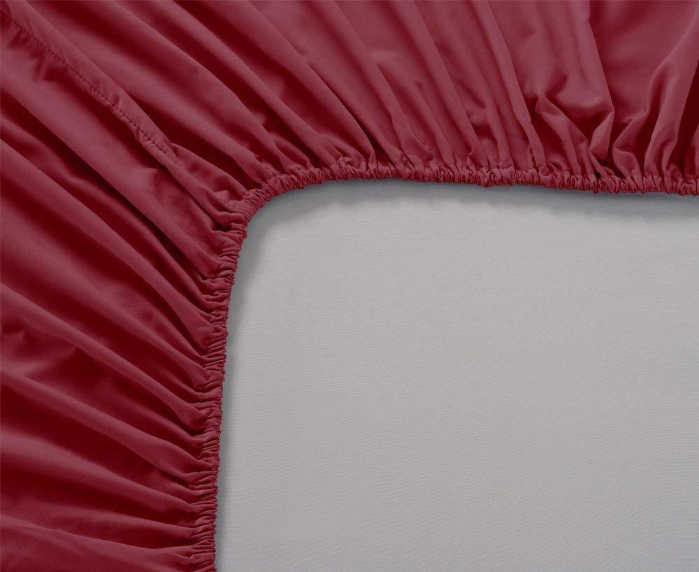 PK Linen Premium Quality 1 Piece Fitted Sheet (Bottom Sheet Only) 12\" inches Deep Pocket 800 Thread Count Egyptian Quality Cotton Solid Pattern California King Burgundy