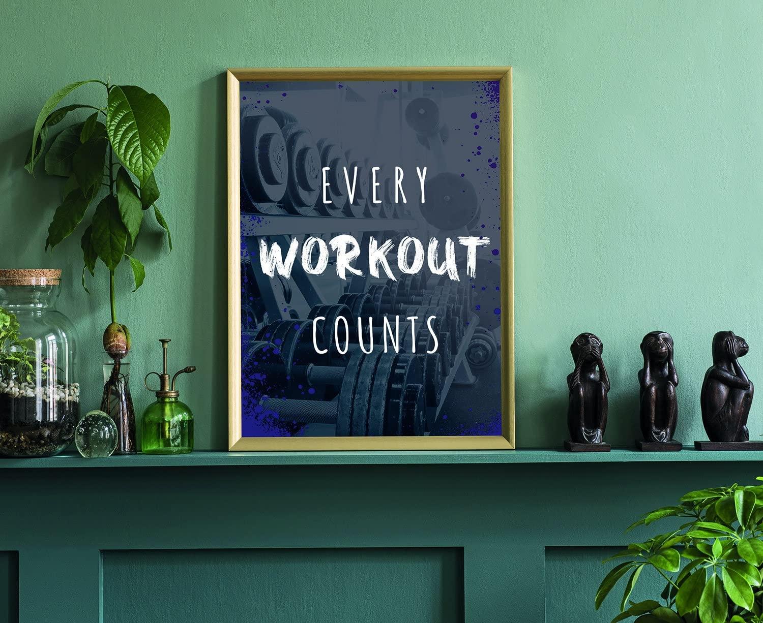 HomeLoft Basics Every Workout Counts Gym Wall Art, Gym Poster, Gym Prints, Gym Decor, Home Gym, Home Gym Decor, Home Gym Poster, Inspired Poster, Fitness Decor, Motivation Art - 18x24
