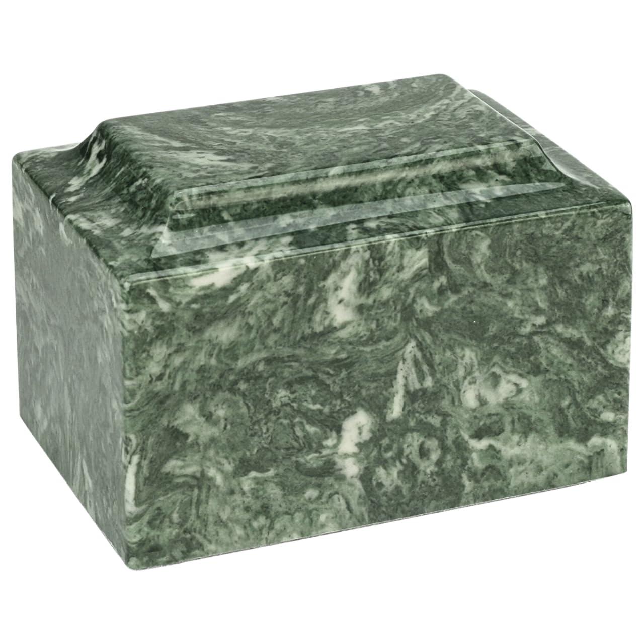 Silverlight Urns Emerald Classic Cultured Marble Cremation Urn for Ashes, Green, Adult Sized Urn for Human Ashes, Ground Burial, Home Memorial and Funeral Cremation Urn