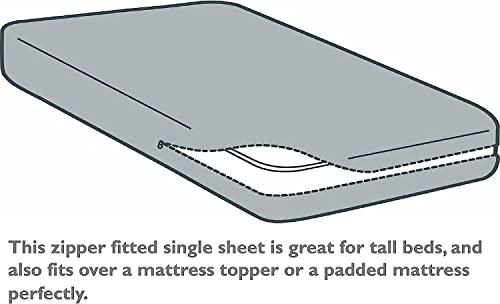 RAJVEER TEXTILE RAJVEER TEXTILE Queen Zipper Fitted Sheet 12\" Inch Deep Pocket - Hotel Quality Soft Microfiber Bottom Sheet- Shrinkage and Fade Resistant-Easy Care -1 Fitted Zipper Mattress Cover White Color