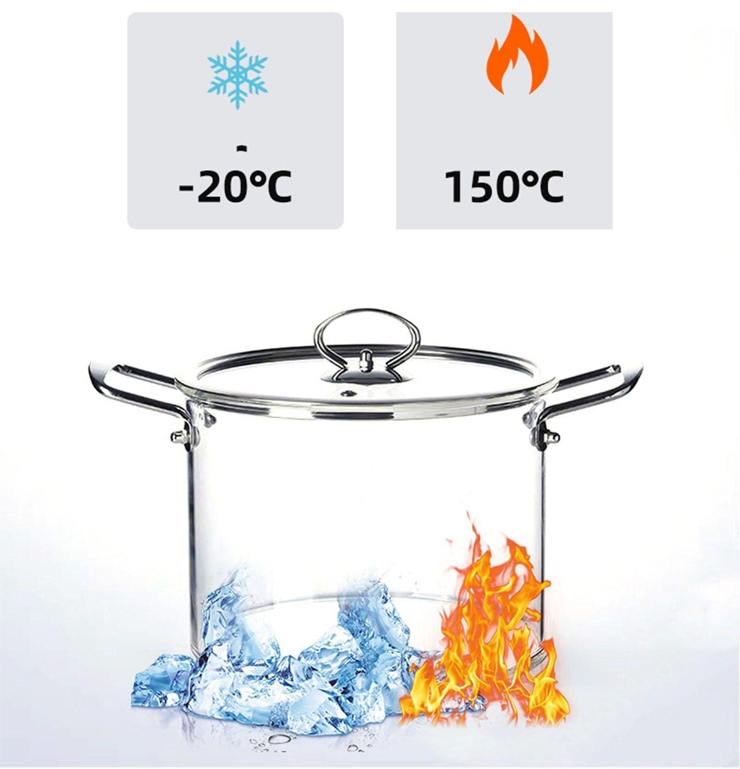 Wcxixo Clear Glass Pots for Cooking on Stove, Transparent Borosilicate Stovetop Cooking Pot with Lid and Handle Nonstick Sauce Pot for Noodles Chocolate Stockpots