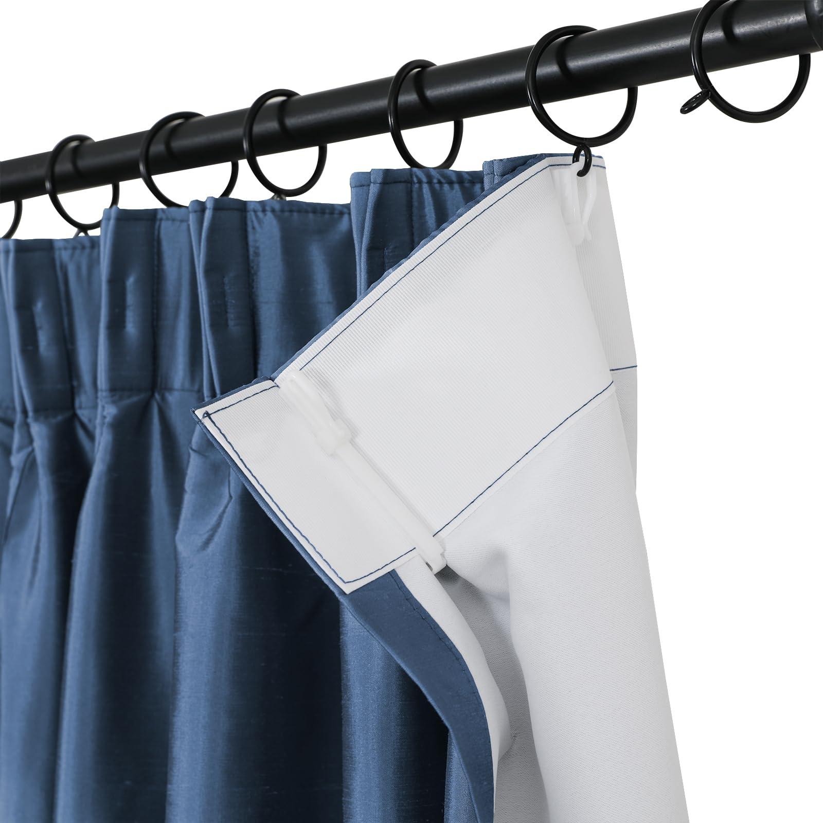 ChadMade ChadMade 100% Dupioni Silk Drape 84 Inches Long Pinch Pleat Curtain for Sliding Patio Door Light Darkening Room Divider Curtain, French Blue Curtain 50Wx84L (1 Panel), Selman Collection